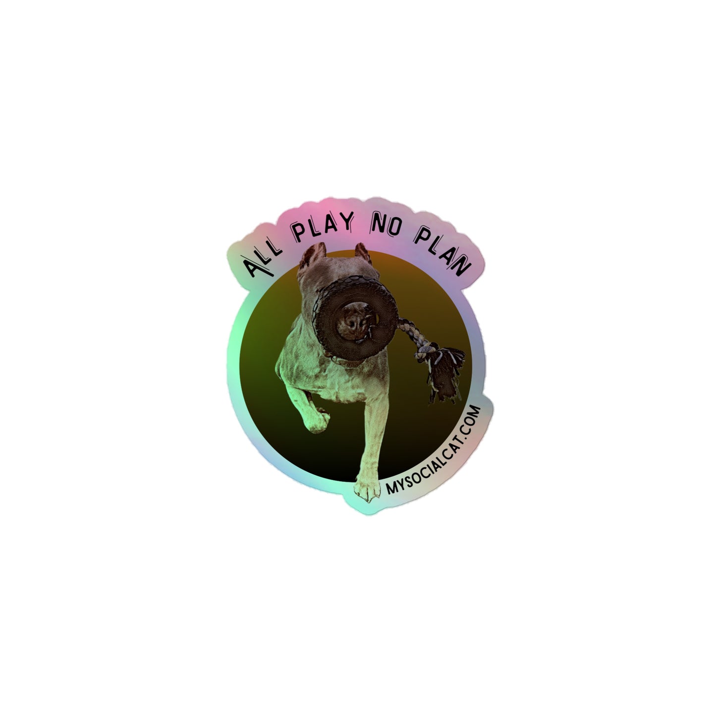kiss cut holographic stickers grey 3x3 front dog