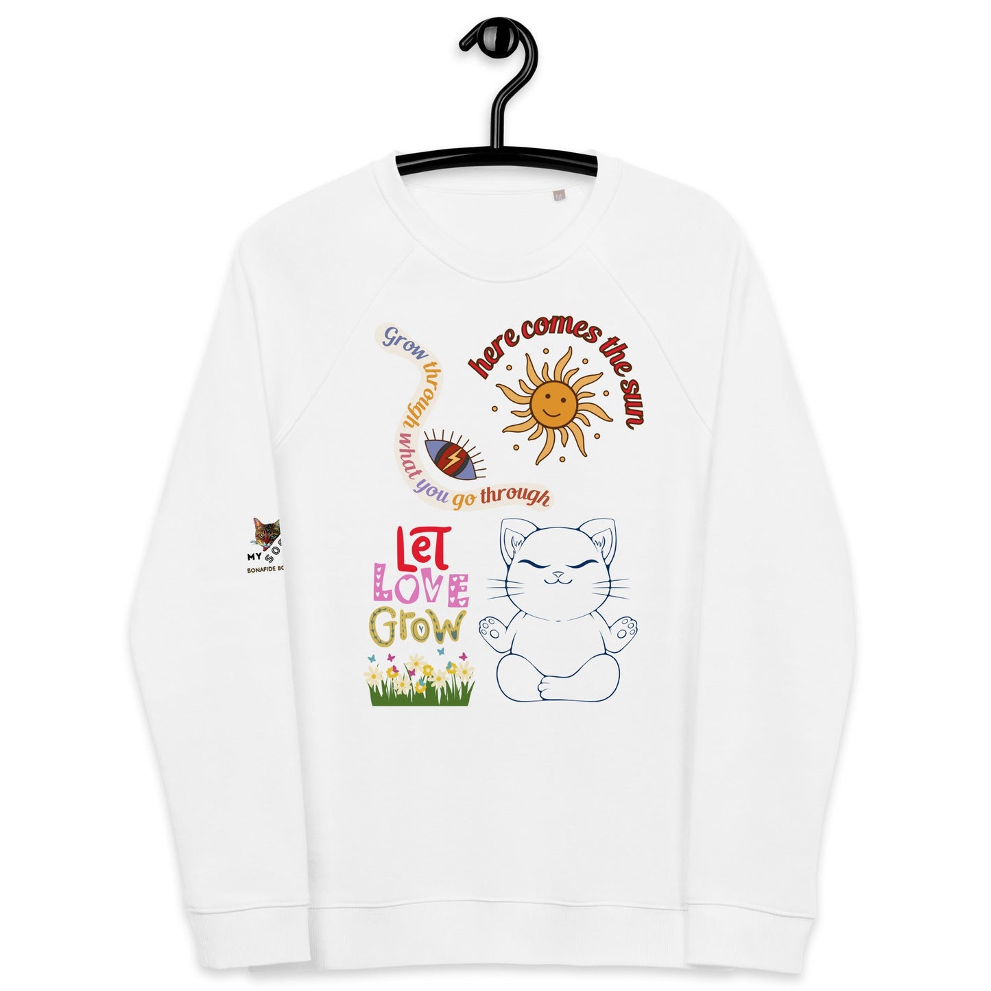 Let Love Grow Unisex Organic Sweatshirt - My Social Cat Bonafide Boutique LLCLet Love Grow Unisex Organic SweatshirtSweatshirtMy Social Cat Bonafide Boutique LLCWhiteXScatscotton