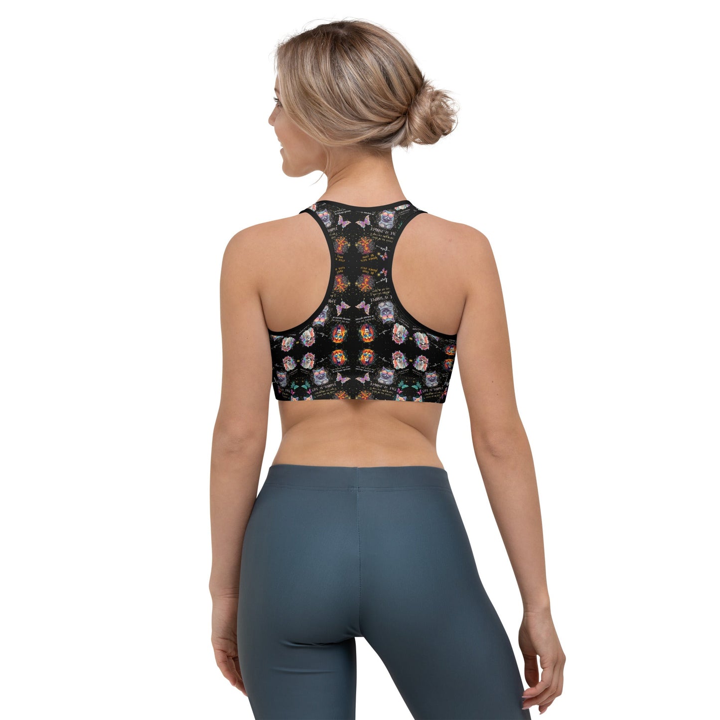 Life is Simple All Over Print Sports Bra - My Social Cat Bonafide Boutique LLCLife is Simple All Over Print Sports BraSports BraMy Social Cat Bonafide Boutique LLCBlackXSbracat