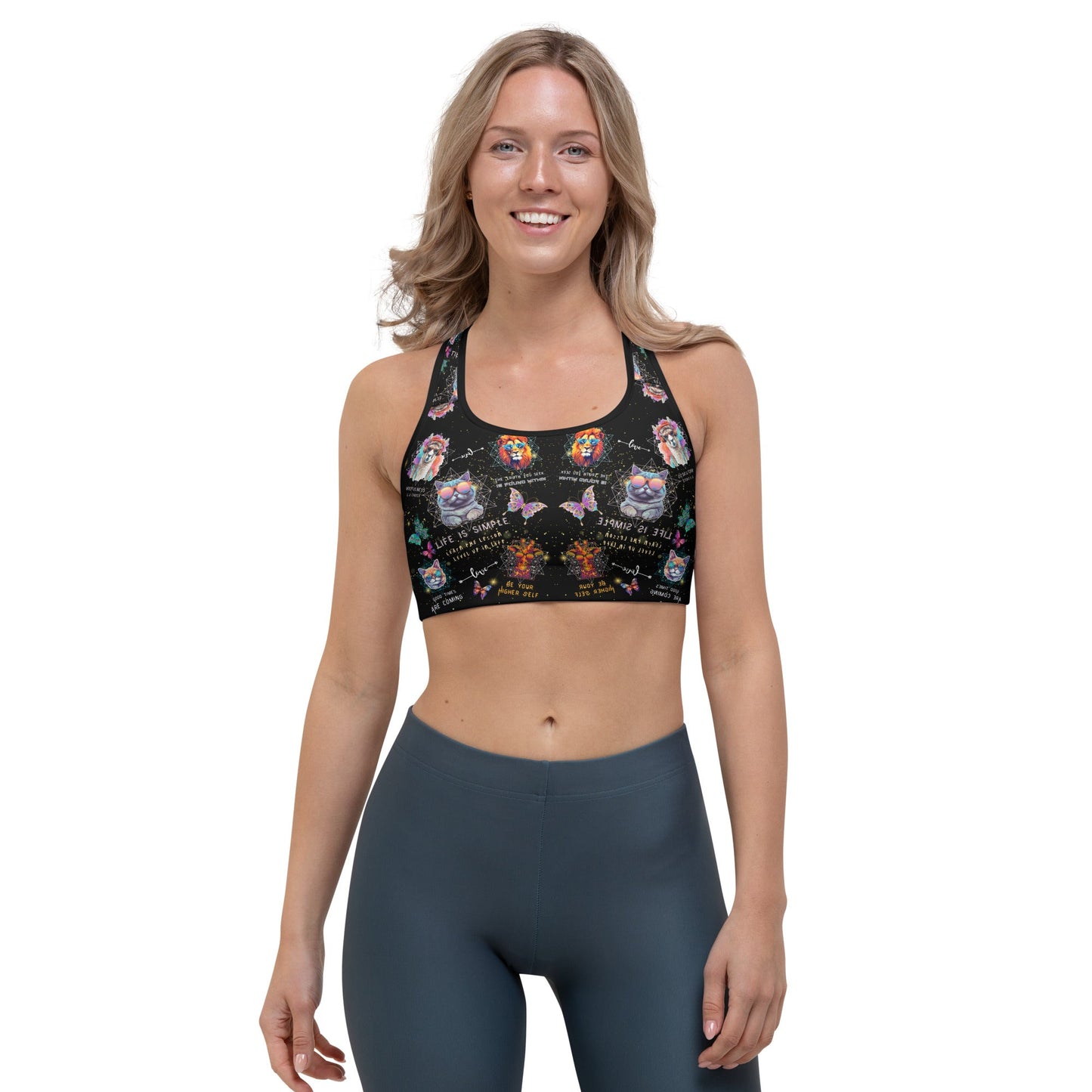 Life is Simple All Over Print Sports Bra - My Social Cat Bonafide Boutique LLCLife is Simple All Over Print Sports BraSports BraMy Social Cat Bonafide Boutique LLCBlackXSbracat