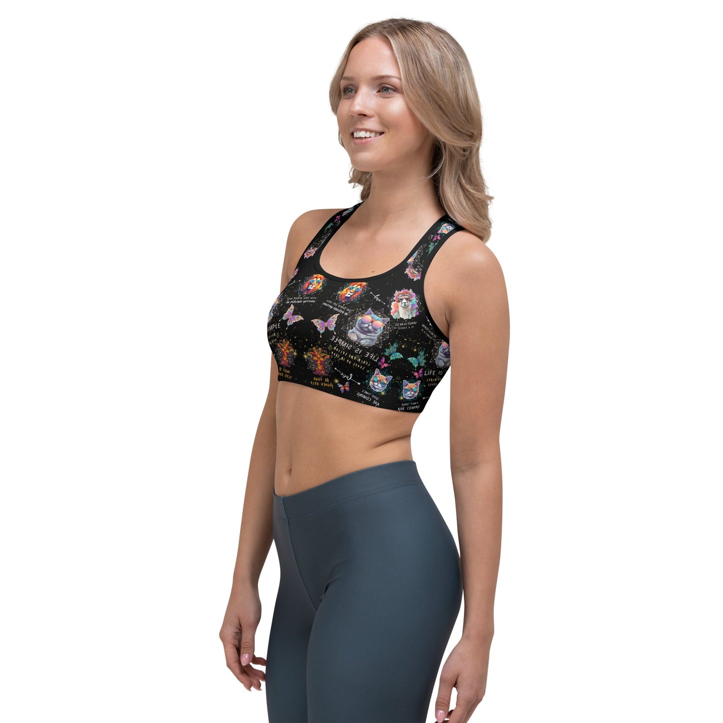 Life is Simple All Over Print Sports Bra - My Social Cat Bonafide Boutique LLCLife is Simple All Over Print Sports BraSports BraMy Social Cat Bonafide Boutique LLCBlackXSbracat