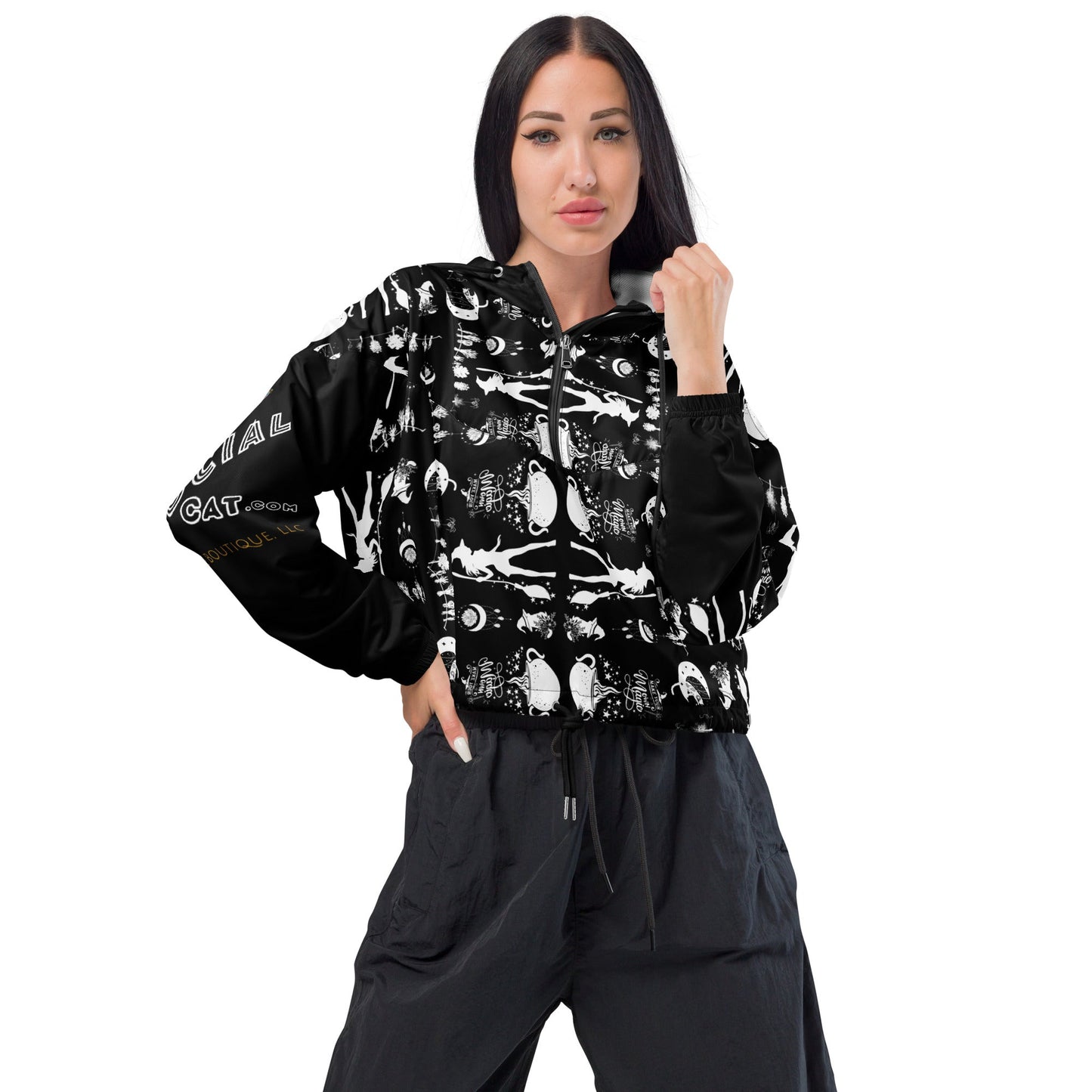 Make Your Own Magic Women’s Cropped Windbreaker (black) - My Social Cat Bonafide Boutique LLCMake Your Own Magic Women’s Cropped Windbreaker (black)WindbreakerMy Social Cat Bonafide Boutique LLCXSallblack