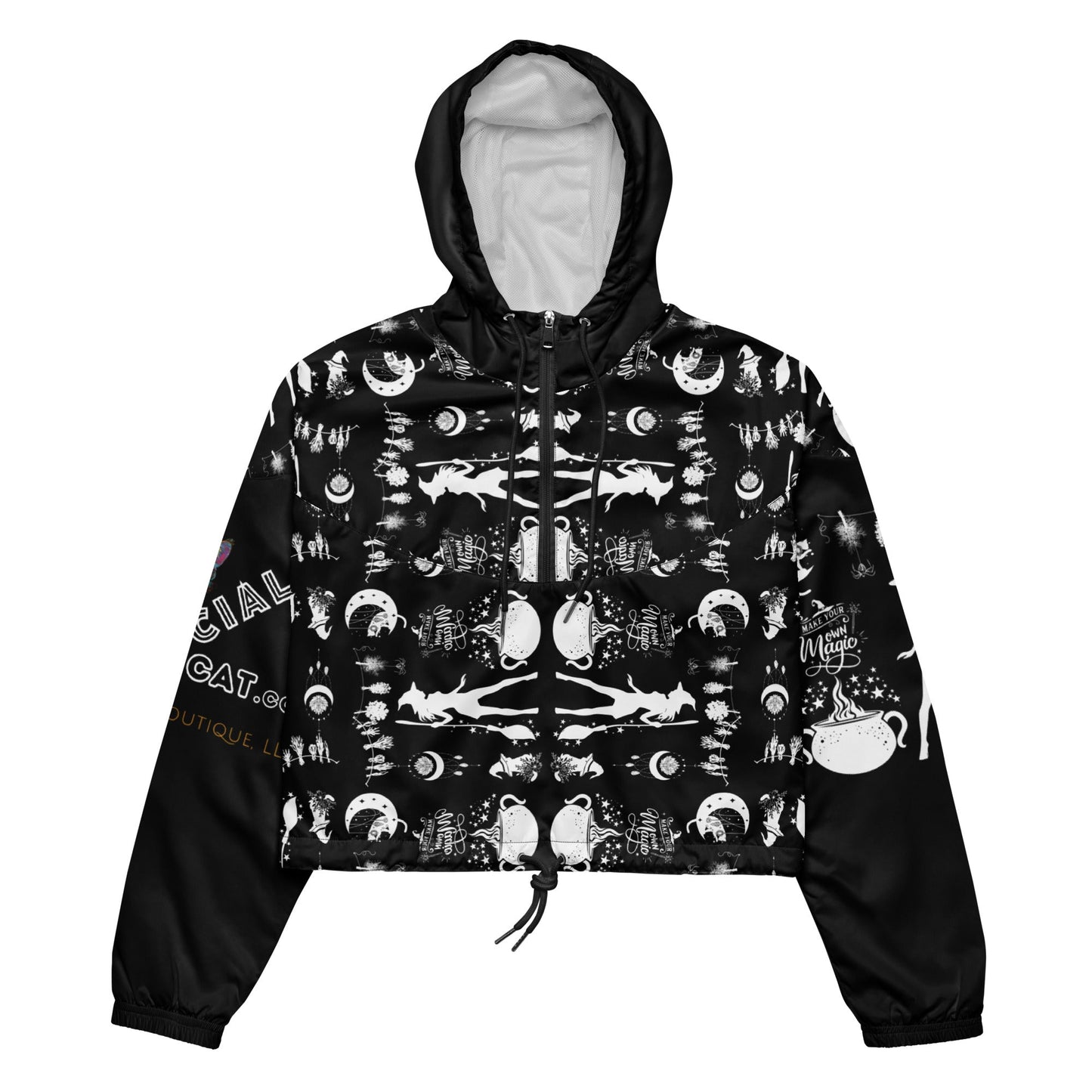 Make Your Own Magic Women’s Cropped Windbreaker (black) - My Social Cat Bonafide Boutique LLCMake Your Own Magic Women’s Cropped Windbreaker (black)WindbreakerMy Social Cat Bonafide Boutique LLCXSallblack