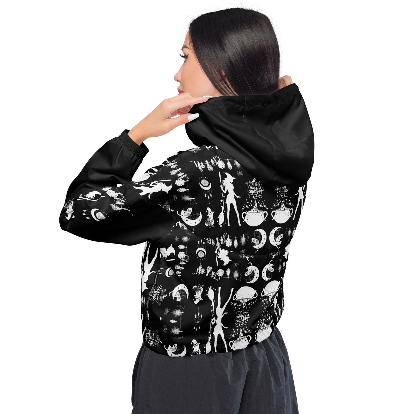Make Your Own Magic Women’s Cropped Windbreaker (black) - My Social Cat Bonafide Boutique LLCMake Your Own Magic Women’s Cropped Windbreaker (black)WindbreakerMy Social Cat Bonafide Boutique LLCXSallblack