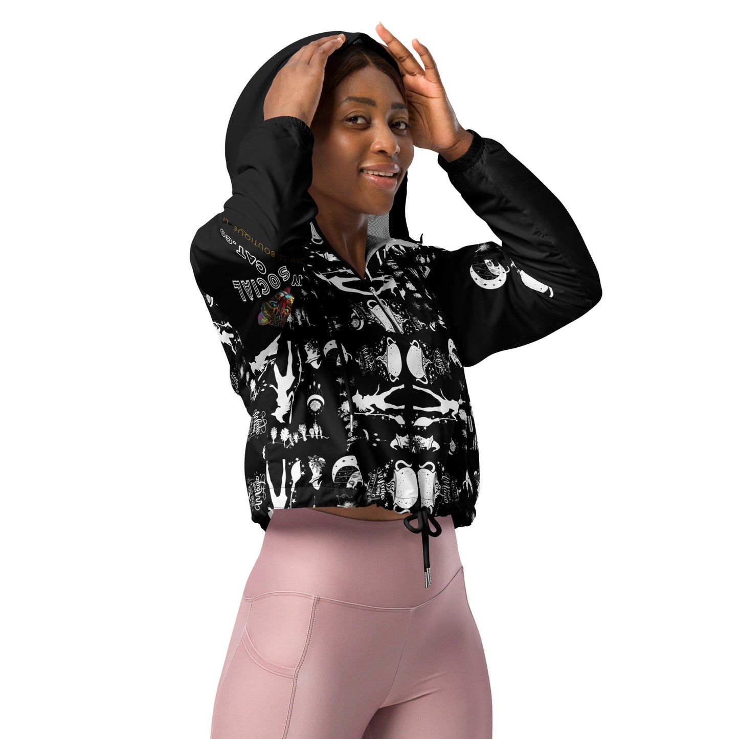 Make Your Own Magic Women’s Cropped Windbreaker (black) - My Social Cat Bonafide Boutique LLCMake Your Own Magic Women’s Cropped Windbreaker (black)WindbreakerMy Social Cat Bonafide Boutique LLCXSallblack