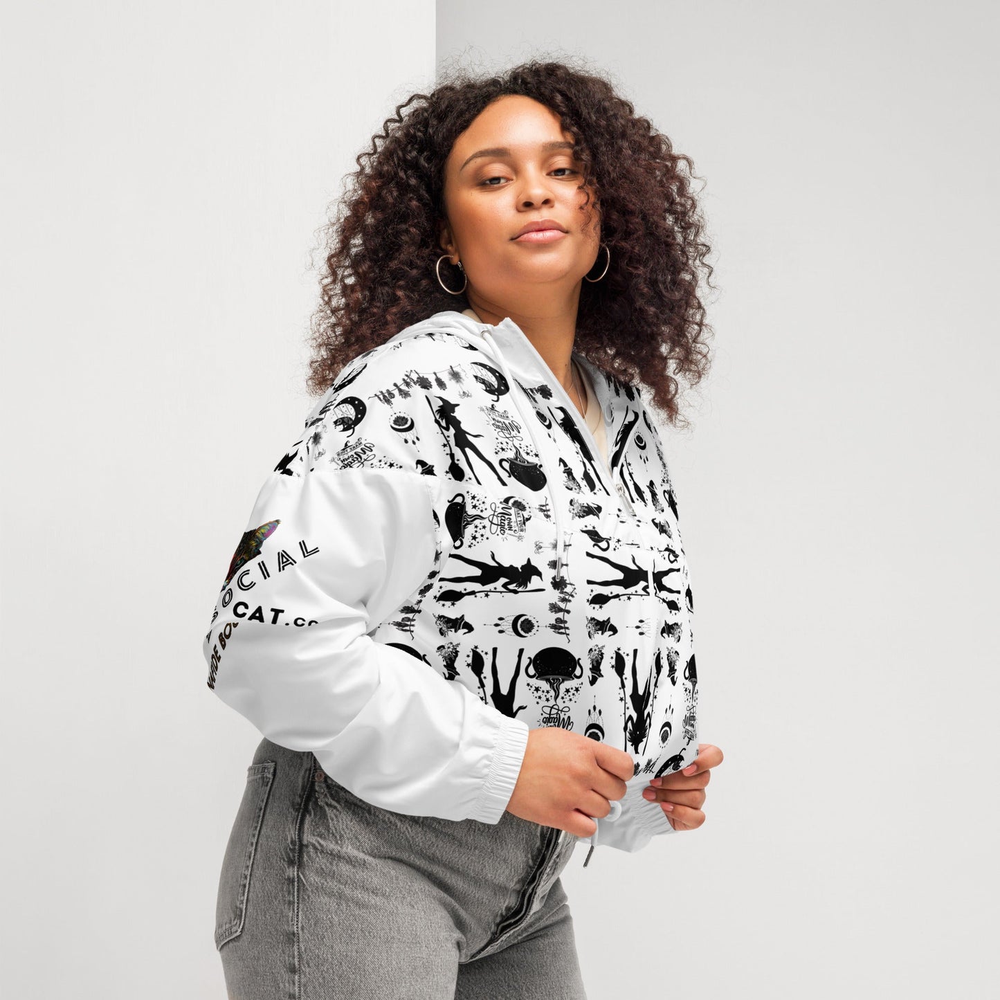 Make Your Own Magic Women’s Cropped Windbreaker (white) - My Social Cat Bonafide Boutique LLCMake Your Own Magic Women’s Cropped Windbreaker (white)WindbreakerMy Social Cat Bonafide Boutique LLCXSallbreaker