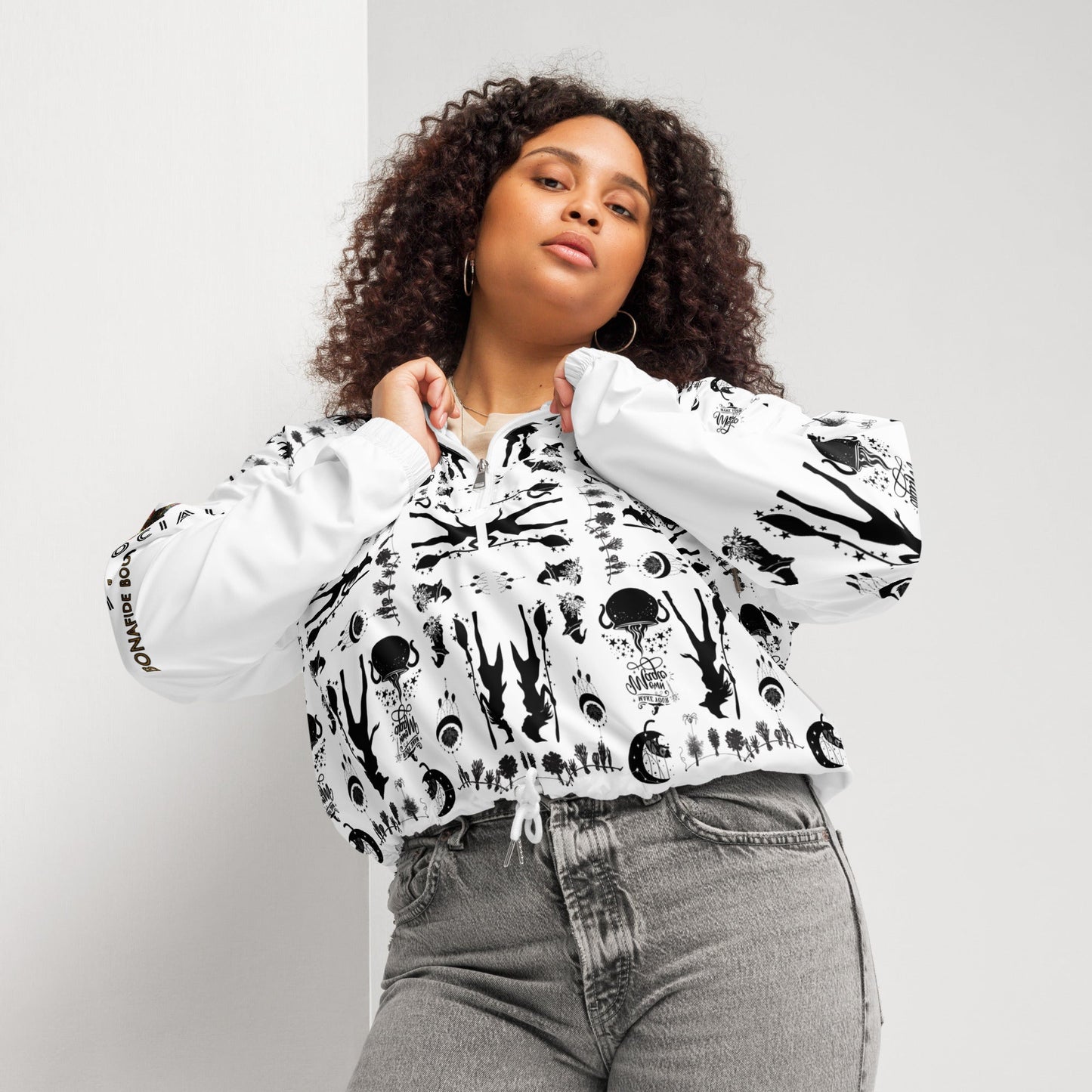 Make Your Own Magic Women’s Cropped Windbreaker (white) - My Social Cat Bonafide Boutique LLCMake Your Own Magic Women’s Cropped Windbreaker (white)WindbreakerMy Social Cat Bonafide Boutique LLCXSallbreaker