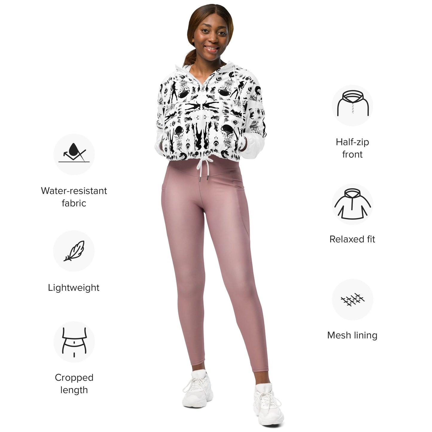 Make Your Own Magic Women’s Cropped Windbreaker (white) - My Social Cat Bonafide Boutique LLCMake Your Own Magic Women’s Cropped Windbreaker (white)WindbreakerMy Social Cat Bonafide Boutique LLCXSallbreaker