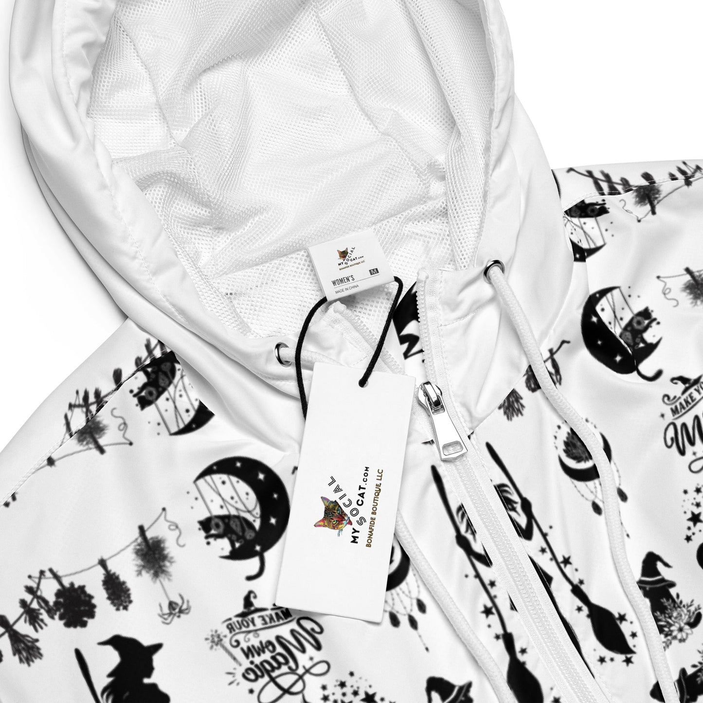 Make Your Own Magic Women’s Cropped Windbreaker (white) - My Social Cat Bonafide Boutique LLCMake Your Own Magic Women’s Cropped Windbreaker (white)WindbreakerMy Social Cat Bonafide Boutique LLCXSallbreaker