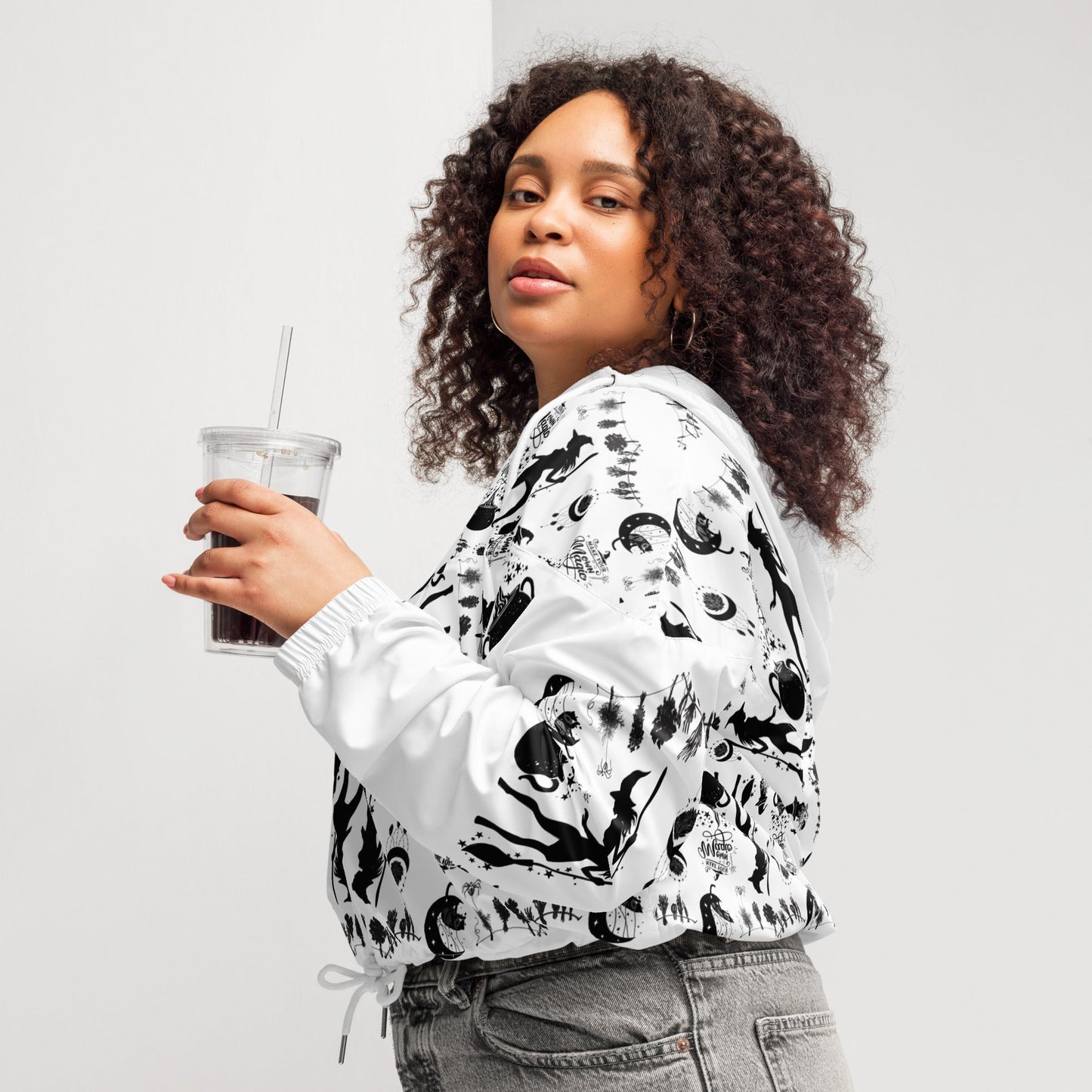 Make Your Own Magic Women’s Cropped Windbreaker (white) - My Social Cat Bonafide Boutique LLCMake Your Own Magic Women’s Cropped Windbreaker (white)WindbreakerMy Social Cat Bonafide Boutique LLCXSallbreaker