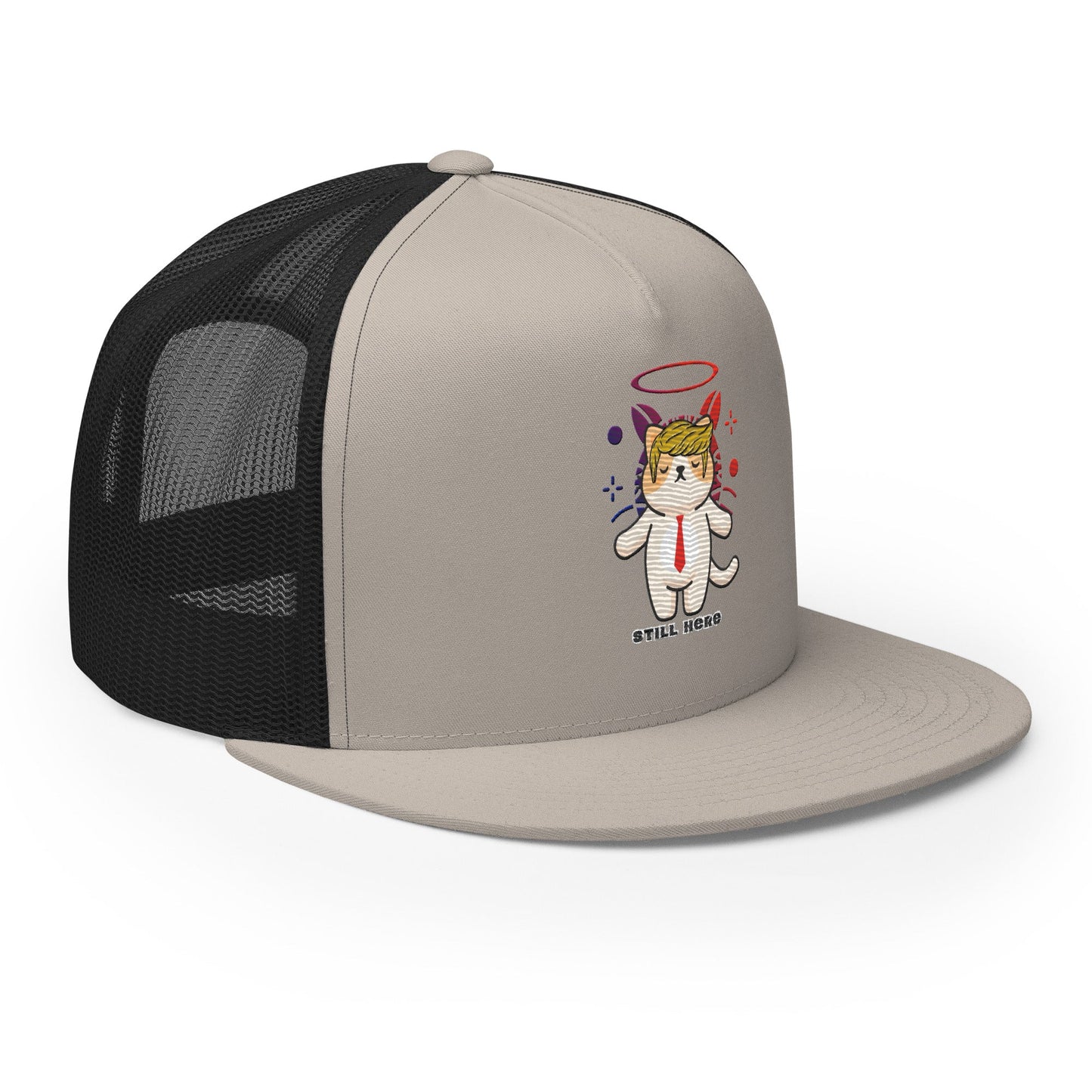 New!! Still Here Embroidered Trucker Cap - My Social Cat Bonafide Boutique LLCNew!! Still Here Embroidered Trucker CapHatMy Social Cat Bonafide Boutique LLCSilver/ Blackcaphat