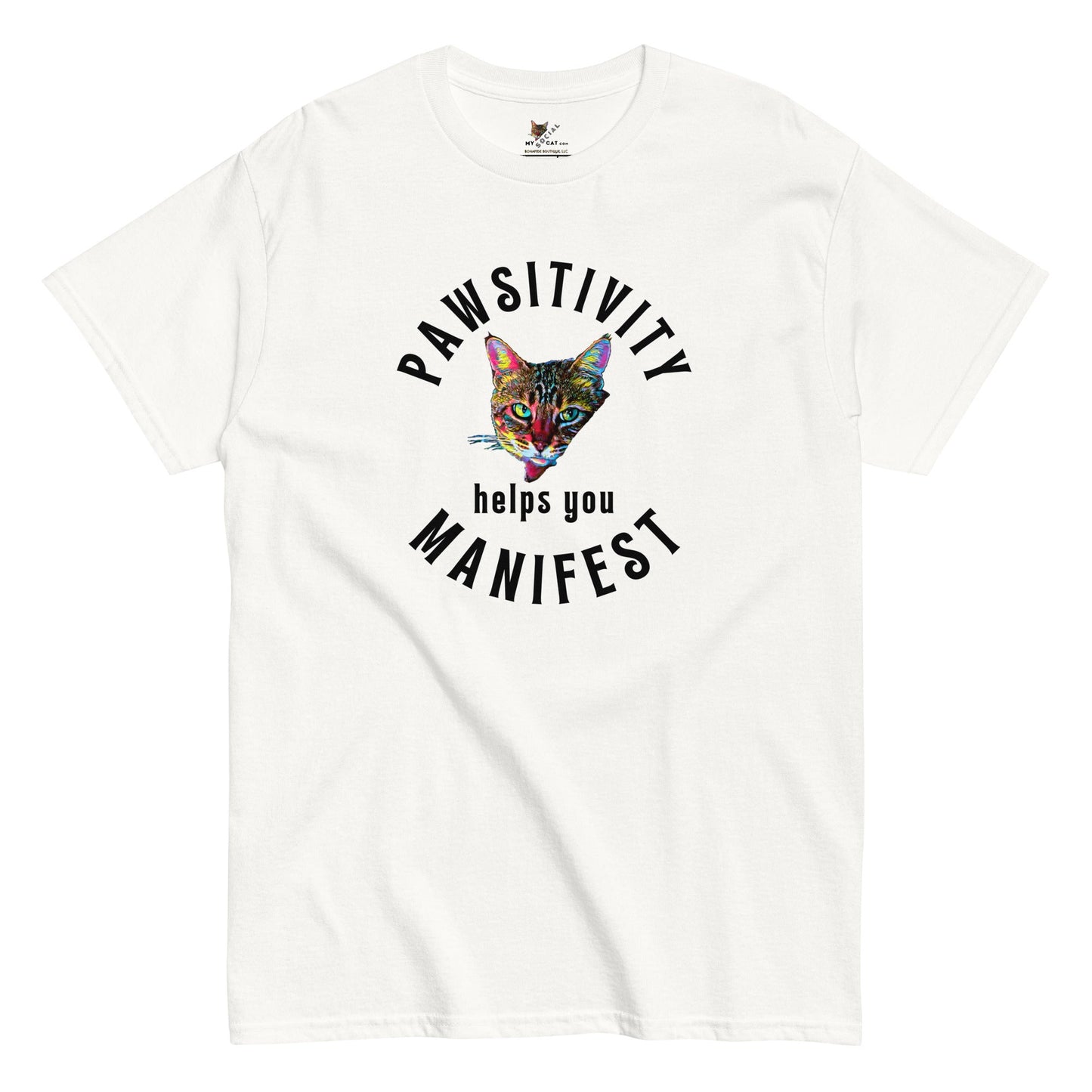 Pawsitivity Helps You Manifest Unisex Classic Tee - My Social Cat Bonafide Boutique LLCPawsitivity Helps You Manifest Unisex Classic TeeT-shirtMy Social Cat Bonafide Boutique LLCWhiteScatmanifest