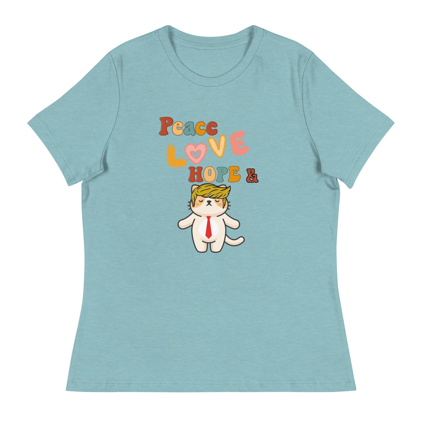 Peace Love Hope Women's Relaxed Tee - My Social Cat Bonafide Boutique LLCPeace Love Hope Women's Relaxed TeeT - shirtMy Social Cat Bonafide Boutique LLCHeather Blue LagoonShopelove