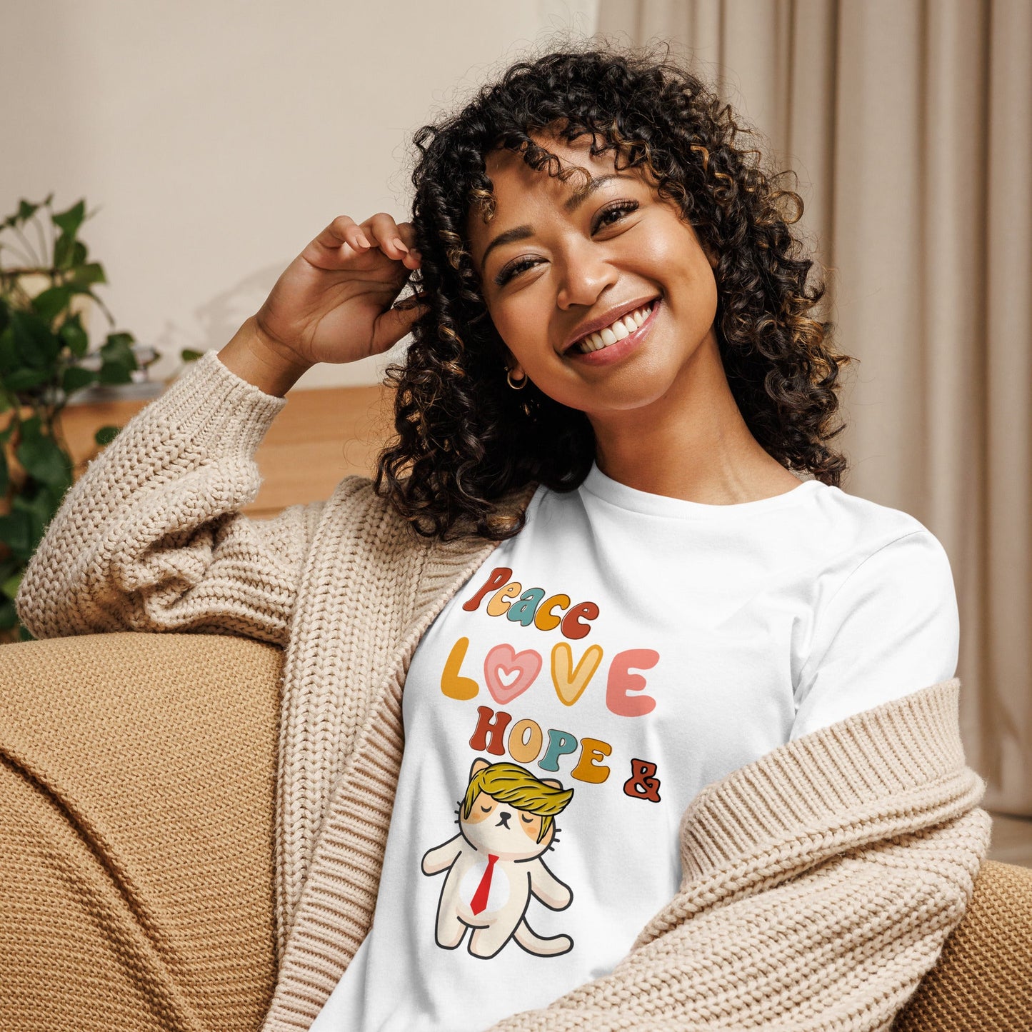 Peace Love Hope Women's Relaxed Tee - My Social Cat Bonafide Boutique LLCPeace Love Hope Women's Relaxed TeeT - shirtMy Social Cat Bonafide Boutique LLCNavyShopelove