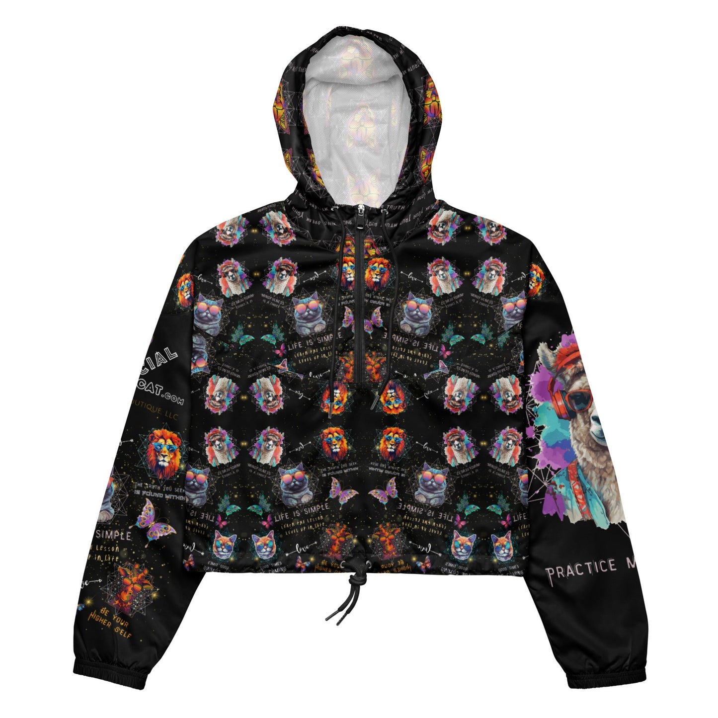 Practice Mindfulness Women’s Cropped Windbreaker (black) - My Social Cat Bonafide Boutique LLCPractice Mindfulness Women’s Cropped Windbreaker (black)WindbreakerMy Social Cat Bonafide Boutique LLCXShoodiemindfulness