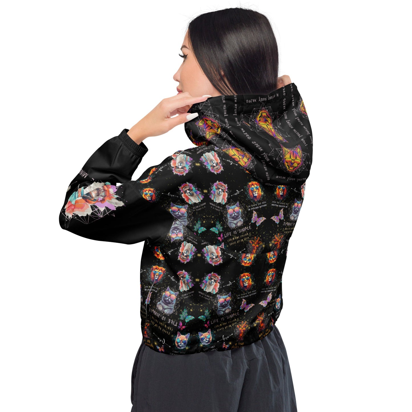 Practice Mindfulness Women’s Cropped Windbreaker (black) - My Social Cat Bonafide Boutique LLCPractice Mindfulness Women’s Cropped Windbreaker (black)WindbreakerMy Social Cat Bonafide Boutique LLCXShoodiemindfulness