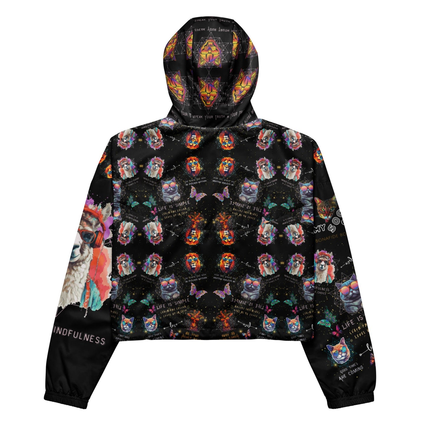 Practice Mindfulness Women’s Cropped Windbreaker (black) - My Social Cat Bonafide Boutique LLCPractice Mindfulness Women’s Cropped Windbreaker (black)WindbreakerMy Social Cat Bonafide Boutique LLCXShoodiemindfulness