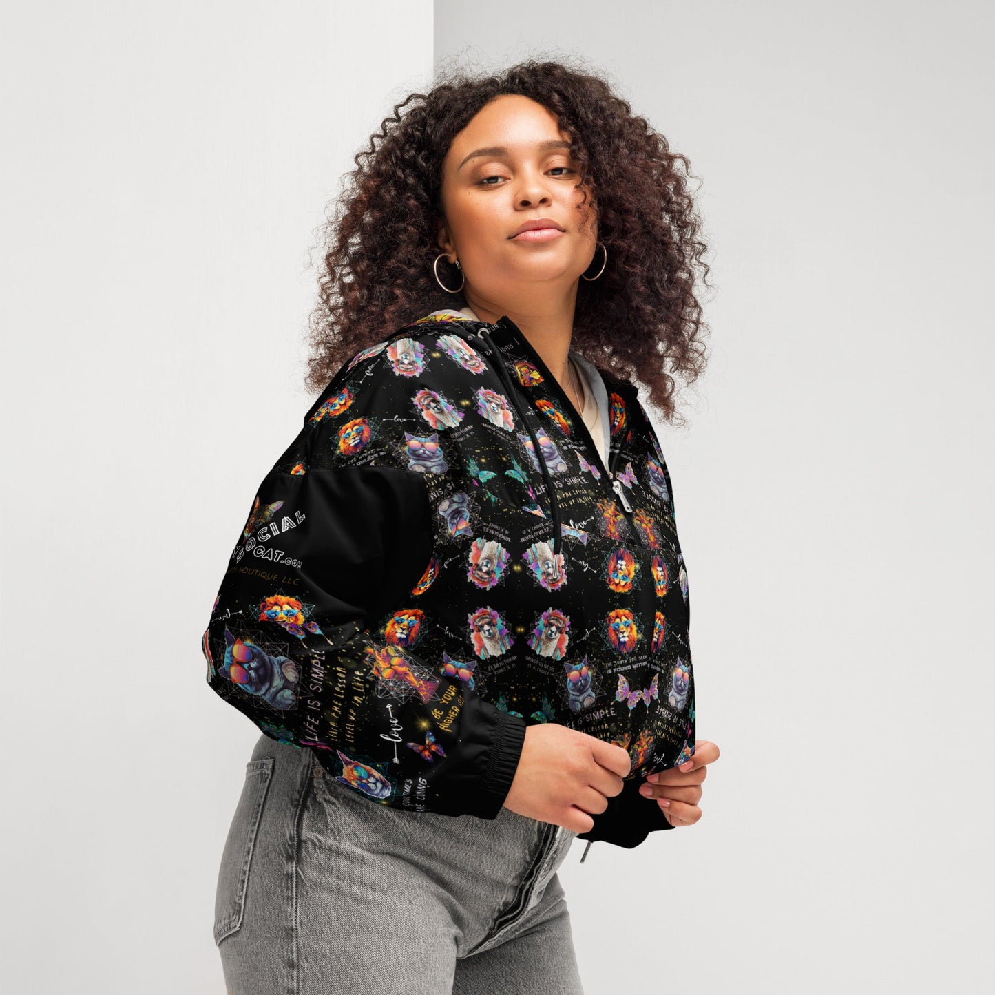Practice Mindfulness Women’s Cropped Windbreaker (black) - My Social Cat Bonafide Boutique LLCPractice Mindfulness Women’s Cropped Windbreaker (black)WindbreakerMy Social Cat Bonafide Boutique LLCXShoodiemindfulness