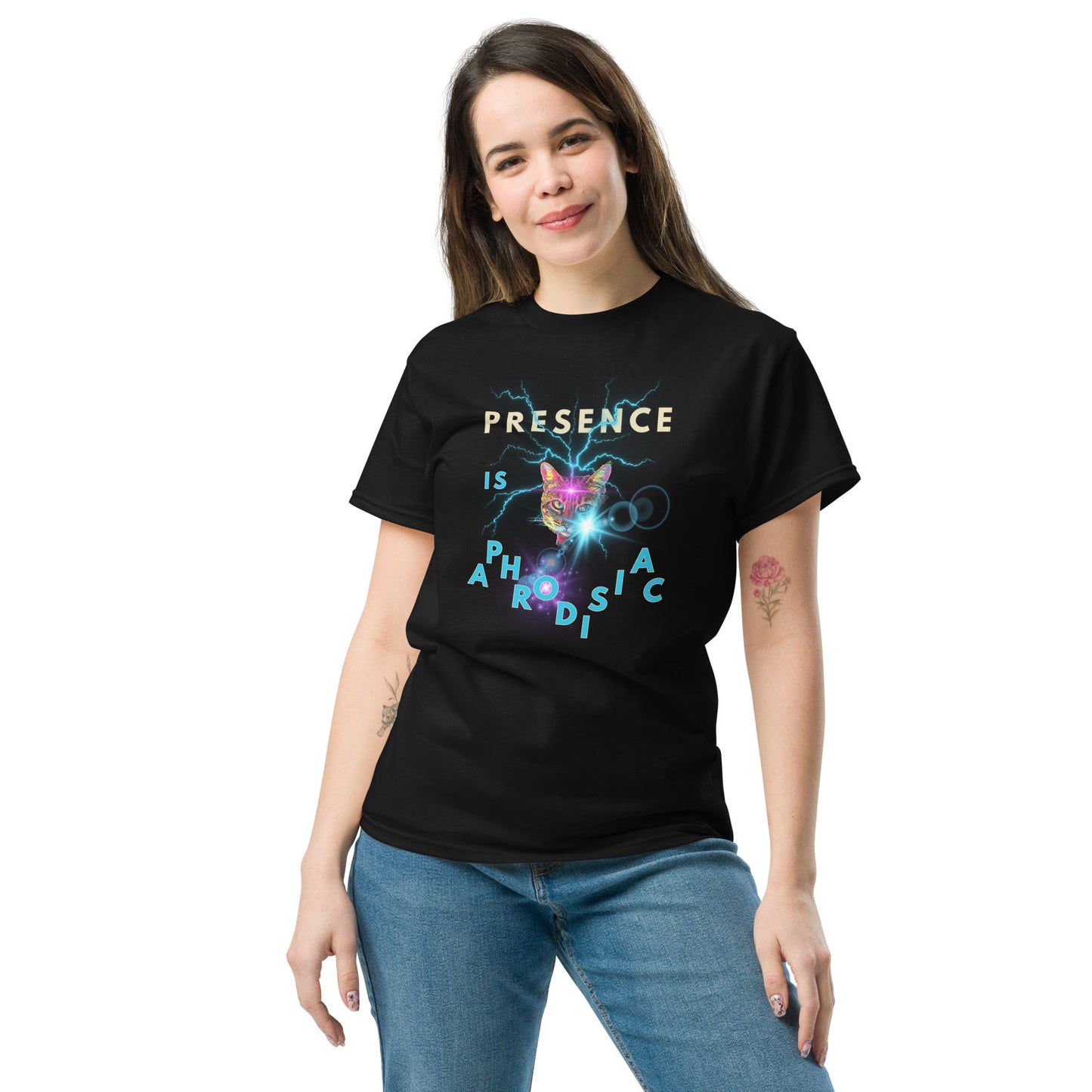 Presence is Aphrodisiac Unisex Classic Tee - My Social Cat Bonafide Boutique LLCPresence is Aphrodisiac Unisex Classic TeeT-shirtMy Social Cat Bonafide Boutique LLCSaphrodisiacclassic