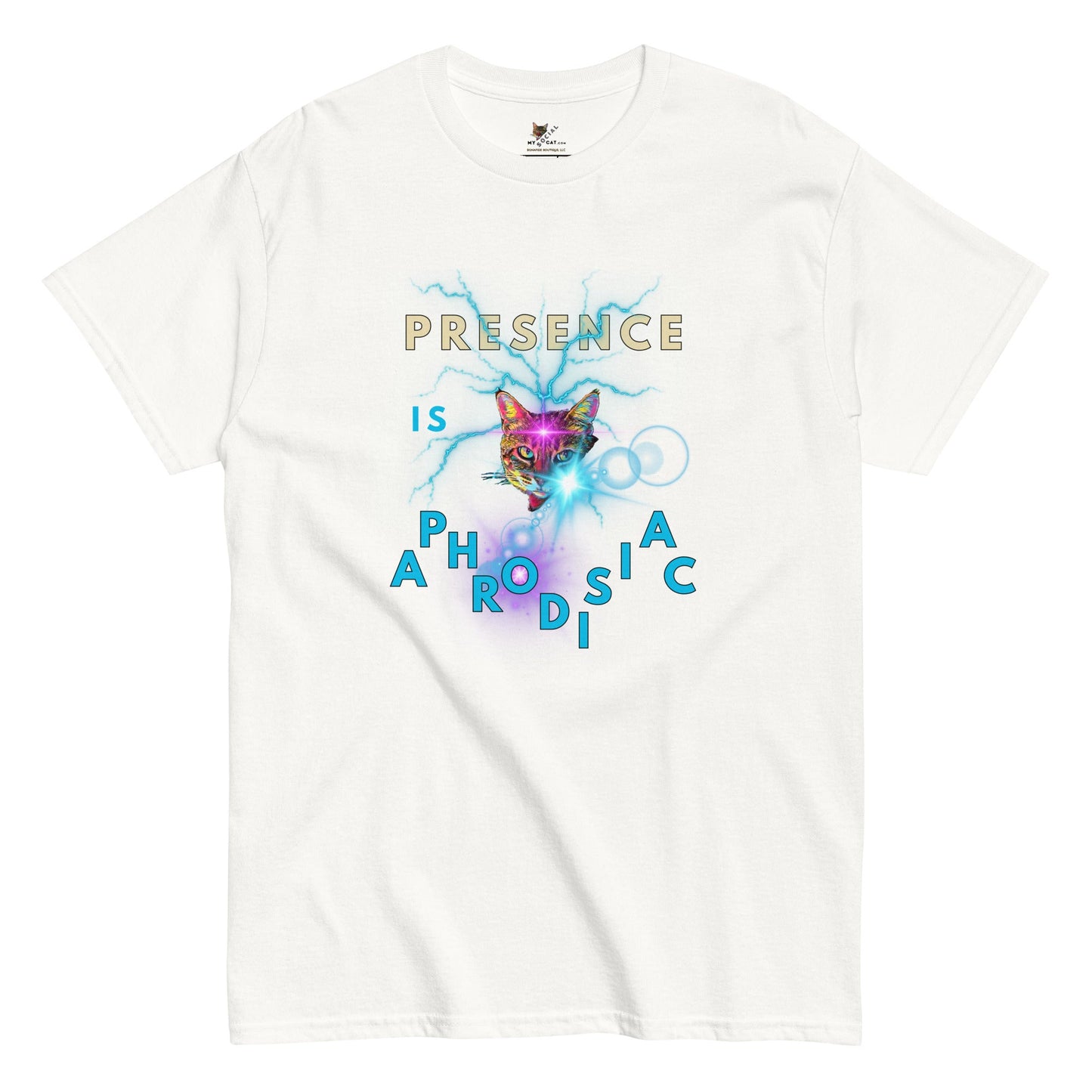 Presence is Aphrodisiac Unisex Classic Tee - My Social Cat Bonafide Boutique LLCPresence is Aphrodisiac Unisex Classic TeeT-shirtMy Social Cat Bonafide Boutique LLCWhiteSaphrodisiacclassic