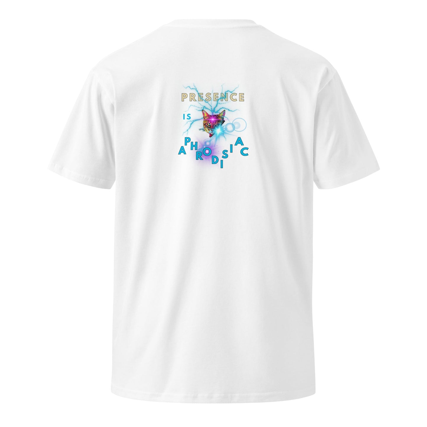 Presence is Aphrodisiac Unisex Premium Tee - My Social Cat Bonafide Boutique LLCPresence is Aphrodisiac Unisex Premium TeeT-shirtMy Social Cat Bonafide Boutique LLCWhiteSaphrodisiacpremium
