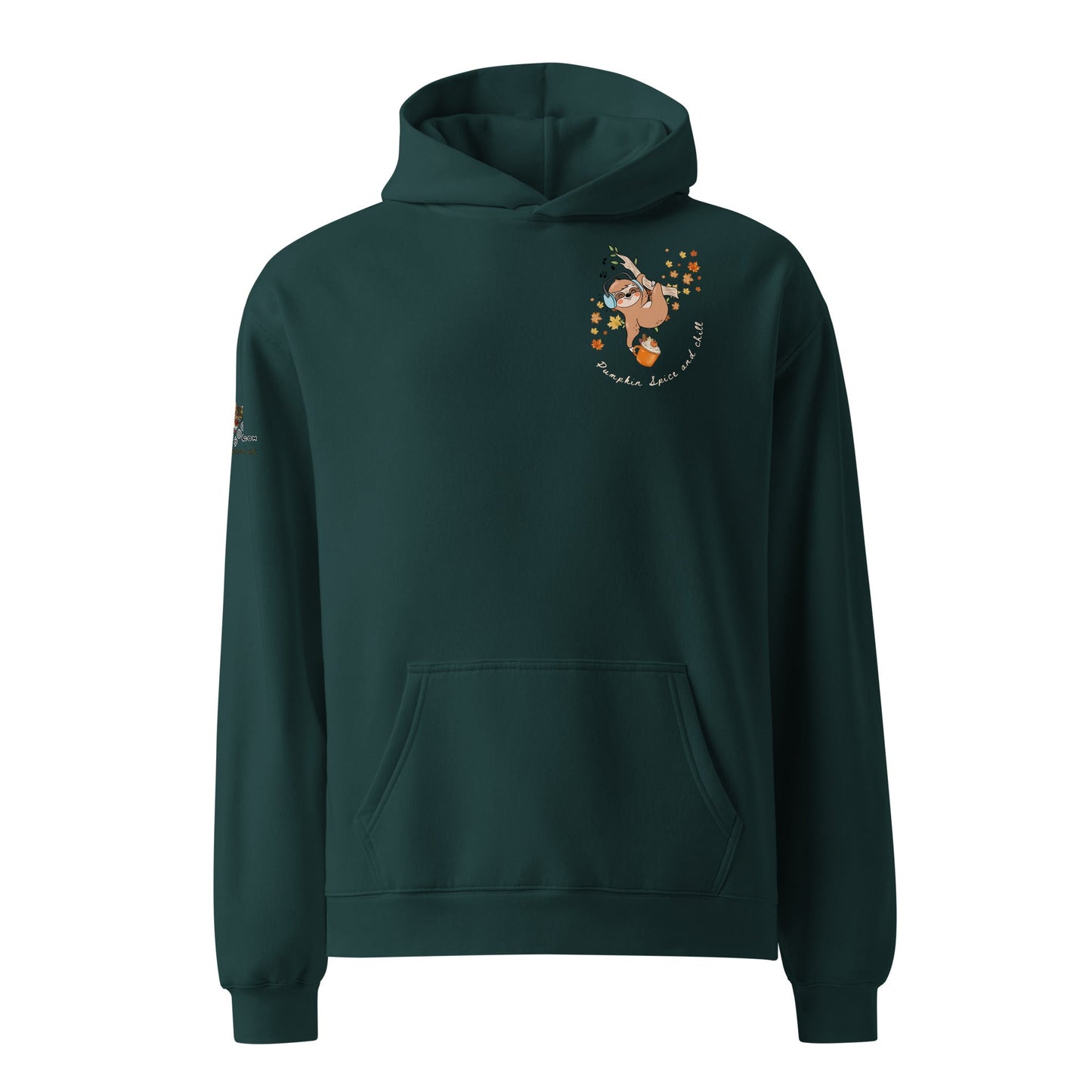 Pumpkin Spice and Chill Unisex Plush Hoodie - My Social Cat Bonafide Boutique LLCPumpkin Spice and Chill Unisex Plush HoodieHooded sweatshirtMy Social Cat Bonafide Boutique LLCPine GreenSchillhoodie
