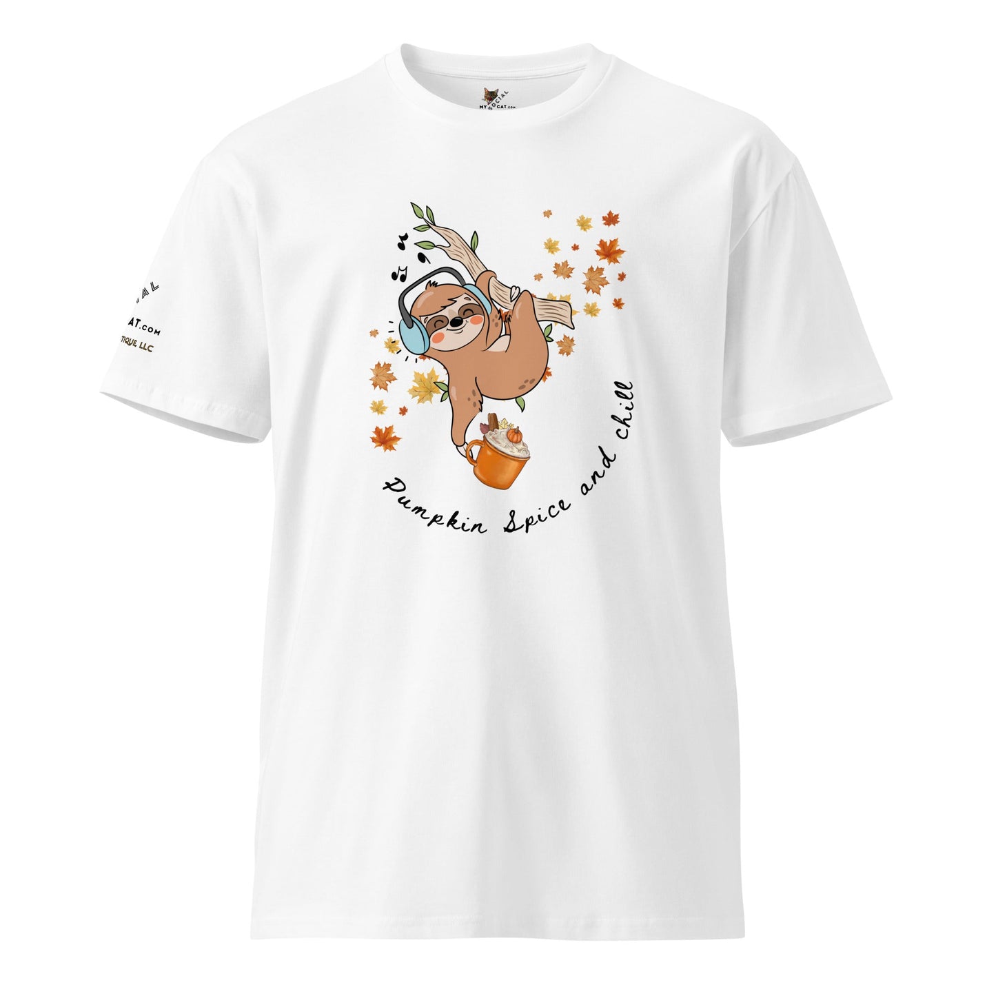 Pumpkin Spice and Chill Unisex Premium Tee - My Social Cat Bonafide Boutique LLCPumpkin Spice and Chill Unisex Premium TeeT-shirtMy Social Cat Bonafide Boutique LLCWhiteSchillpremium