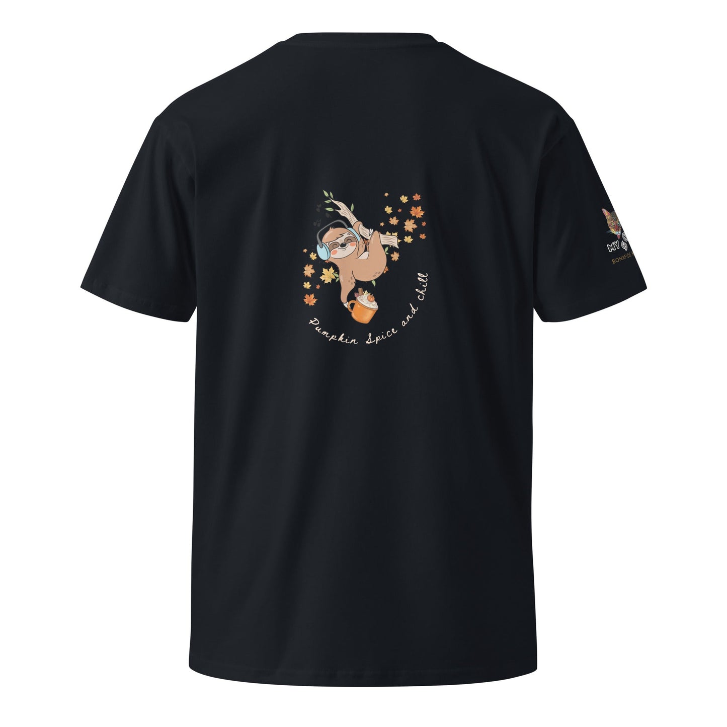 Pumpkin Spice and Chill Unisex Premium Tee - My Social Cat Bonafide Boutique LLCPumpkin Spice and Chill Unisex Premium TeeT-shirtMy Social Cat Bonafide Boutique LLCNavySchillpremium