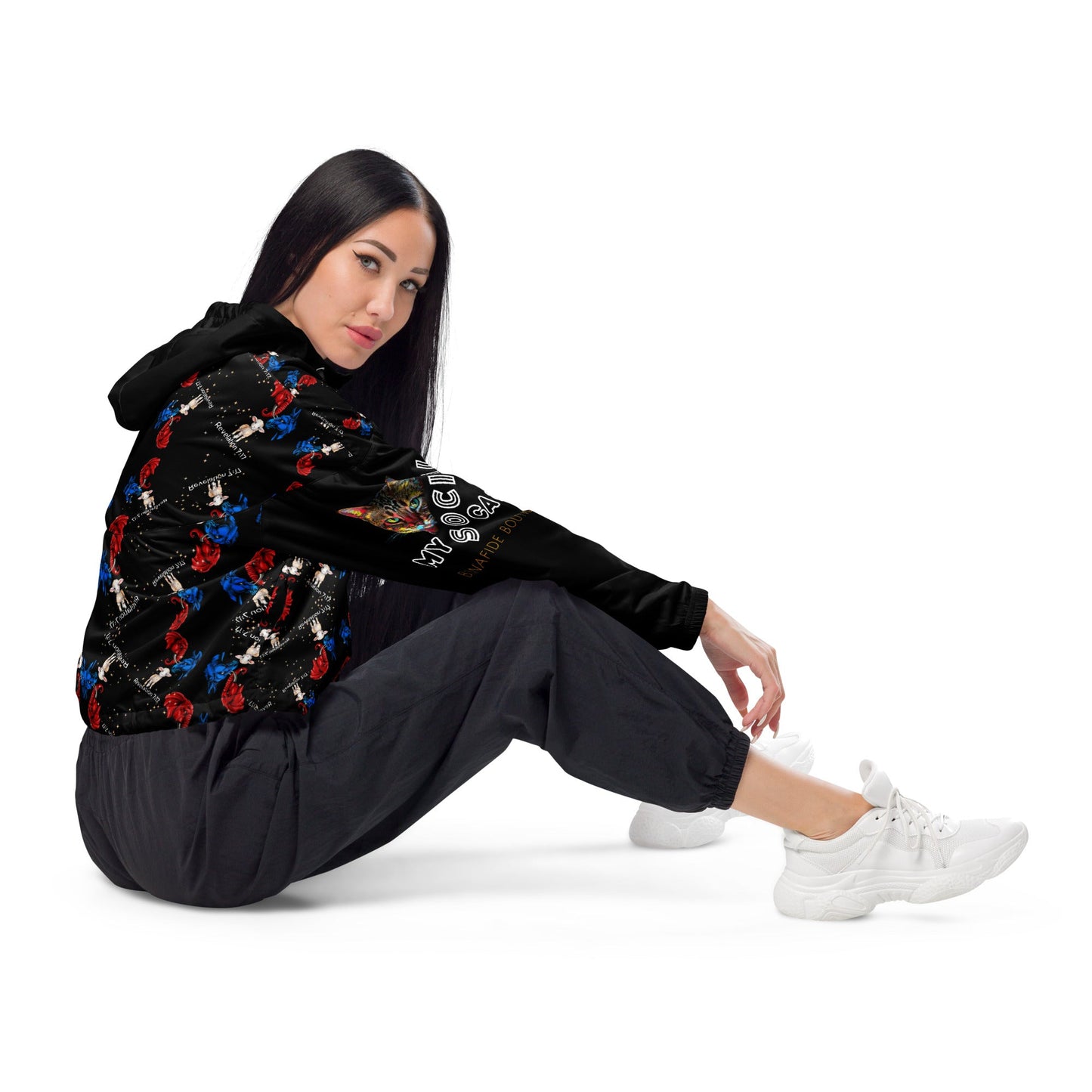 Revelation Women’s Cropped Windbreaker in Black - My Social Cat Bonafide Boutique LLCRevelation Women’s Cropped Windbreaker in BlackWindbreakerMy Social Cat Bonafide Boutique LLCXSallbreaker