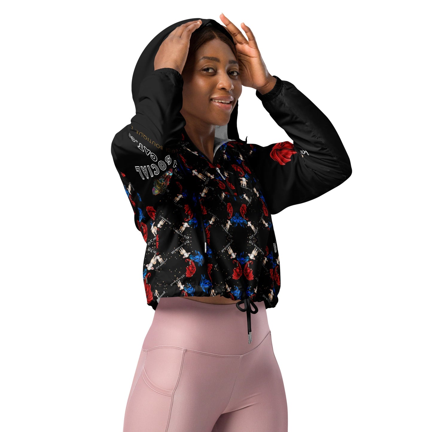 Revelation Women’s Cropped Windbreaker in Black - My Social Cat Bonafide Boutique LLCRevelation Women’s Cropped Windbreaker in BlackWindbreakerMy Social Cat Bonafide Boutique LLCXSallbreaker
