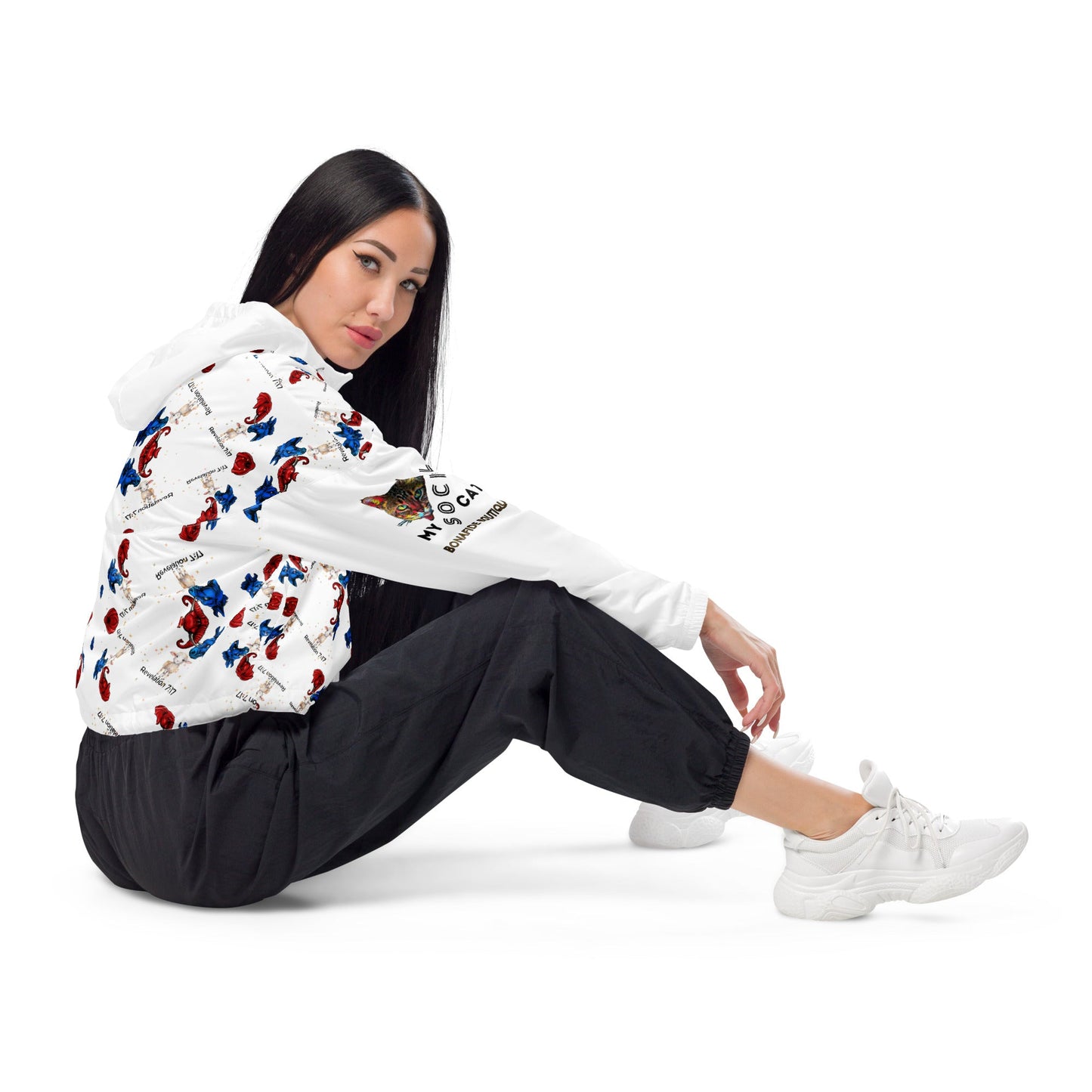 Revelation Women’s Cropped Windbreaker in White - My Social Cat Bonafide Boutique LLCRevelation Women’s Cropped Windbreaker in WhiteWindbreakerMy Social Cat Bonafide Boutique LLCXSallbreaker
