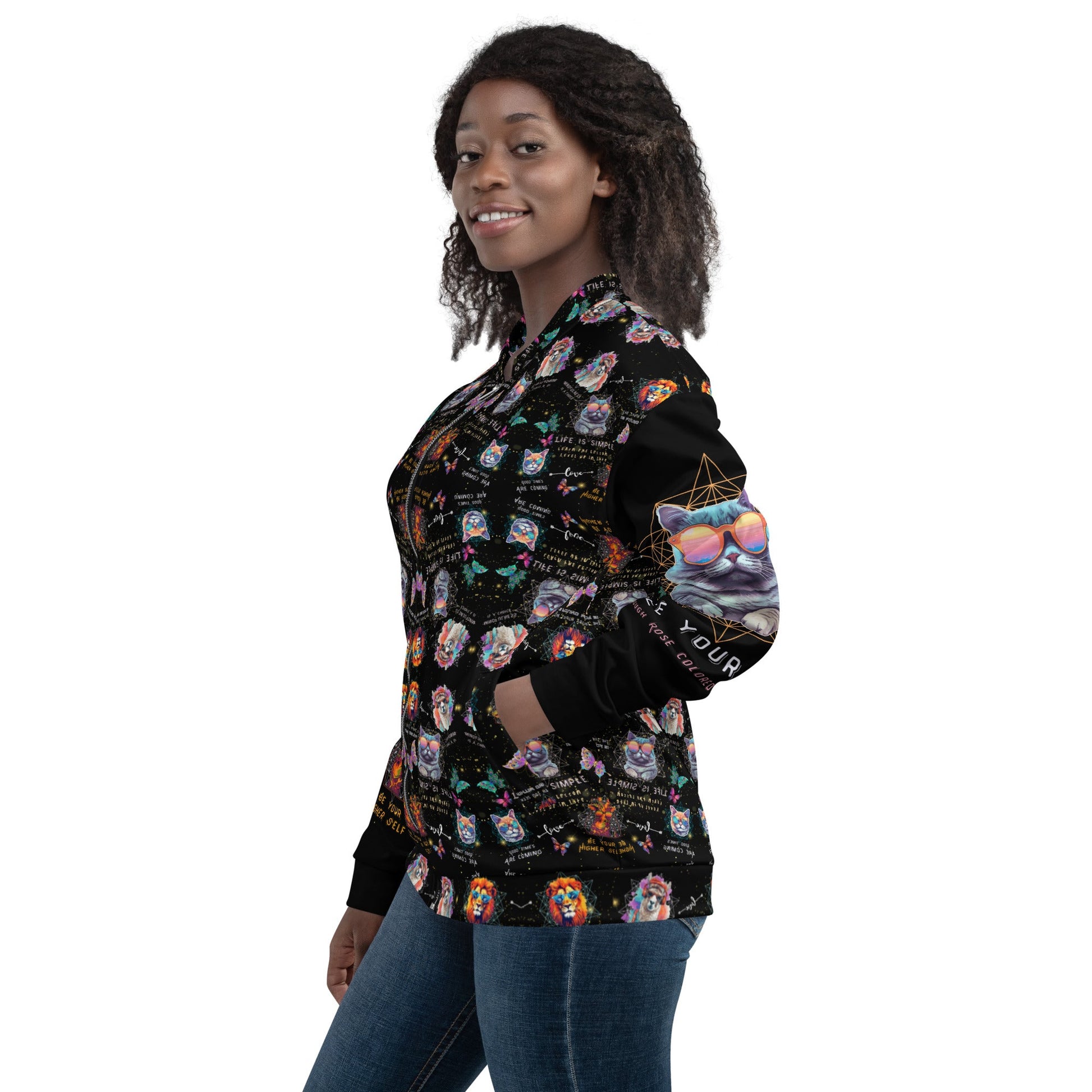 Rose Colored Glasses All Over Print Unisex Bomber Jacket - My Social Cat Bonafide Boutique LLCRose Colored Glasses All Over Print Unisex Bomber JacketBomber JacketMy Social Cat Bonafide Boutique LLCXSbomberjacket