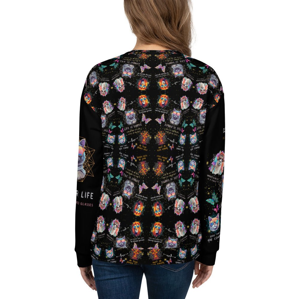 Rose Colored Glasses All Over Print Unisex Sweatshirt - My Social Cat Bonafide Boutique LLCRose Colored Glasses All Over Print Unisex SweatshirtSweatshirtMy Social Cat Bonafide Boutique LLCXScatglasses