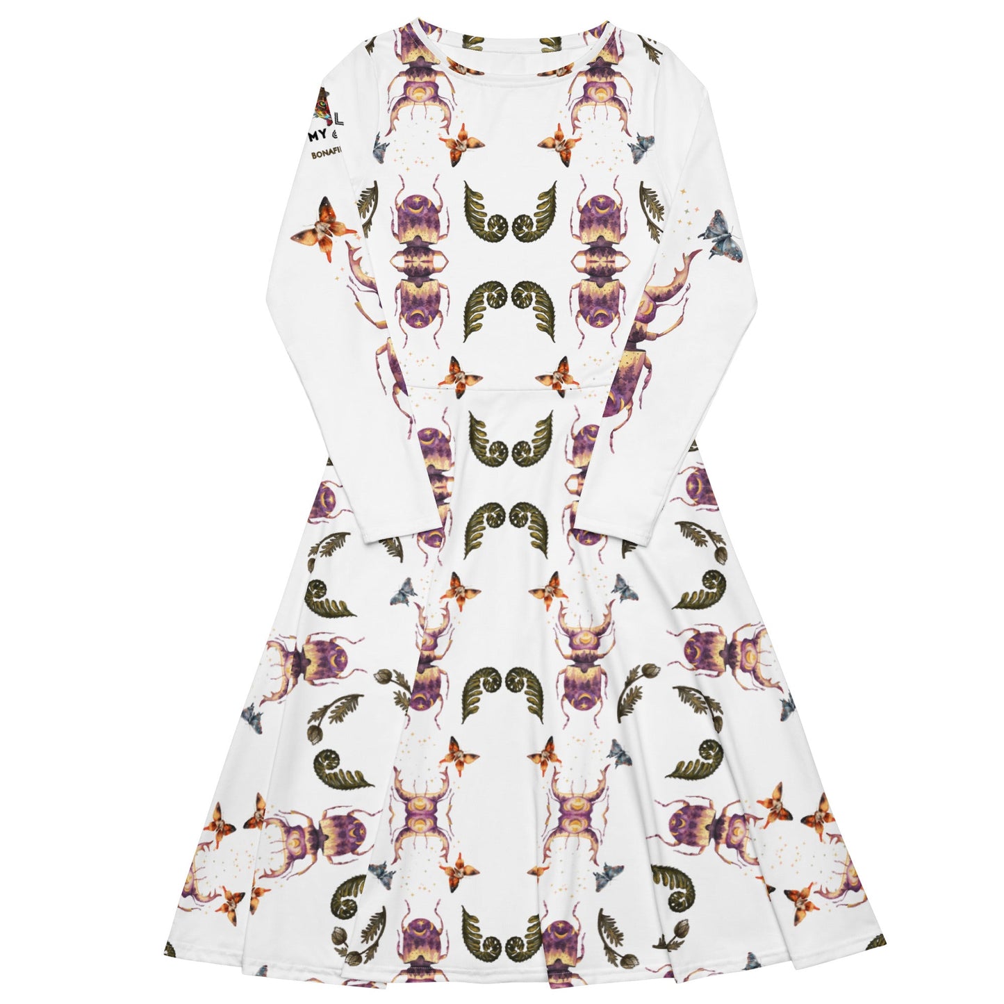 Scarab Beetle All - Over Print Long Sleeve midi Dress - My Social Cat Bonafide Boutique LLCScarab Beetle All - Over Print Long Sleeve midi DressDressMy Social Cat Bonafide Boutique LLC2XSallbeetle