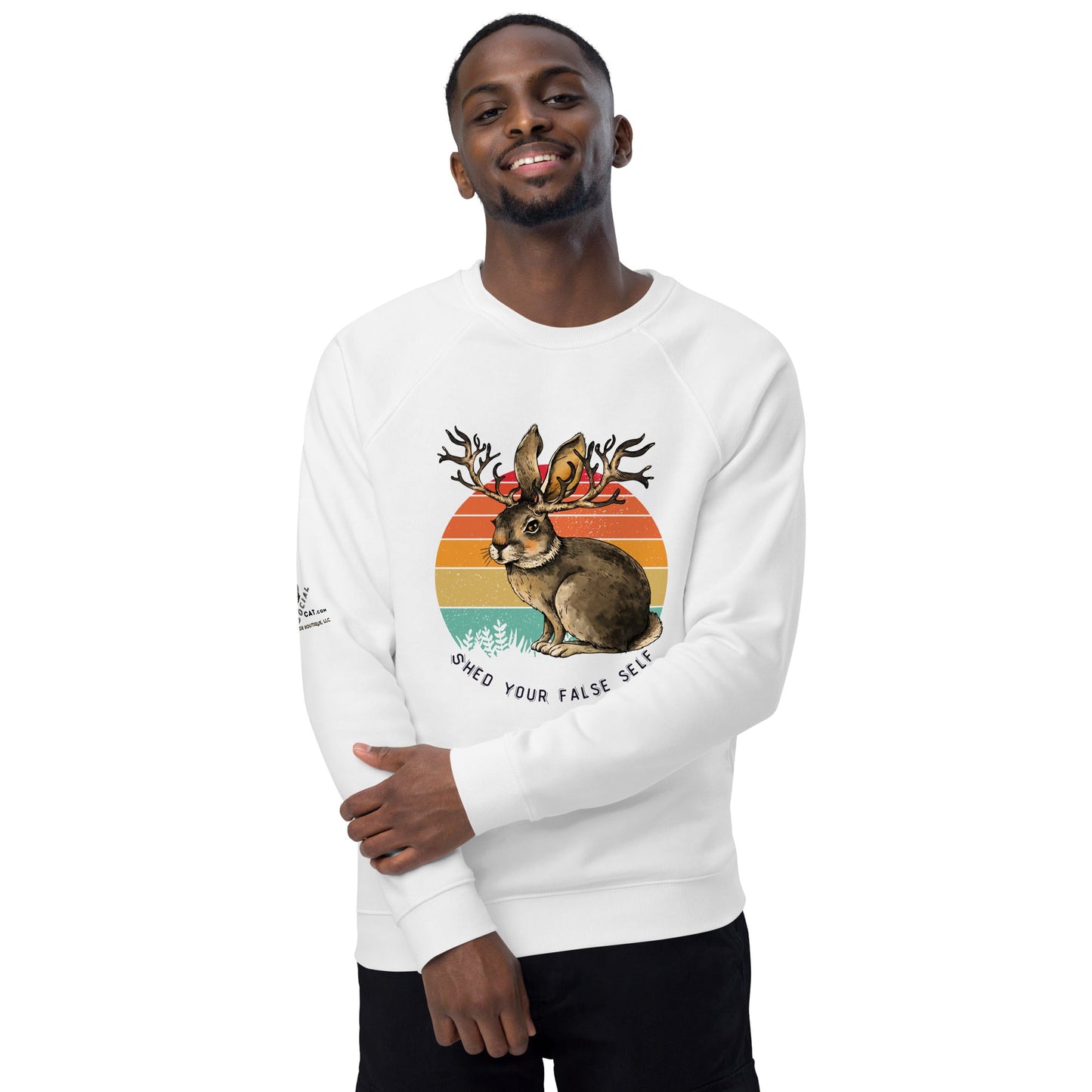 Shed False Self Plush Organic Sweatshirt - My Social Cat Bonafide Boutique LLCShed False Self Plush Organic SweatshirtSweatshirtMy Social Cat Bonafide Boutique LLCWhiteXSantlersbunny