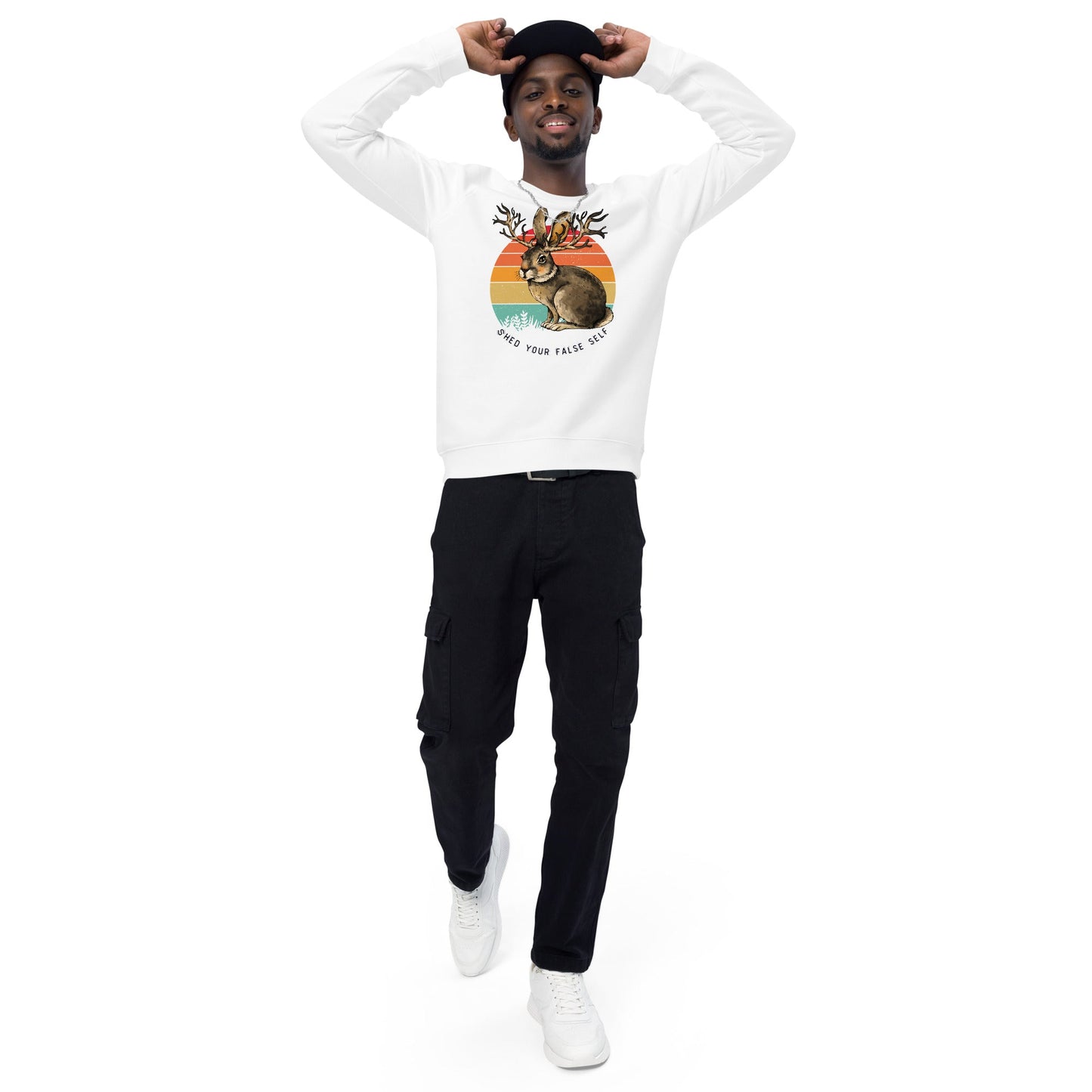 Shed False Self Plush Organic Sweatshirt - My Social Cat Bonafide Boutique LLCShed False Self Plush Organic SweatshirtSweatshirtMy Social Cat Bonafide Boutique LLCWhiteXSantlersbunny