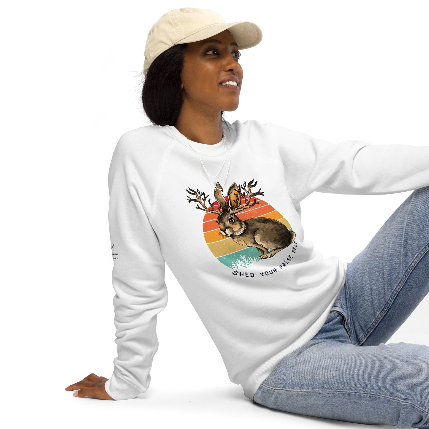 Shed False Self Plush Organic Sweatshirt - My Social Cat Bonafide Boutique LLCShed False Self Plush Organic SweatshirtSweatshirtMy Social Cat Bonafide Boutique LLCWhiteXSantlersbunny