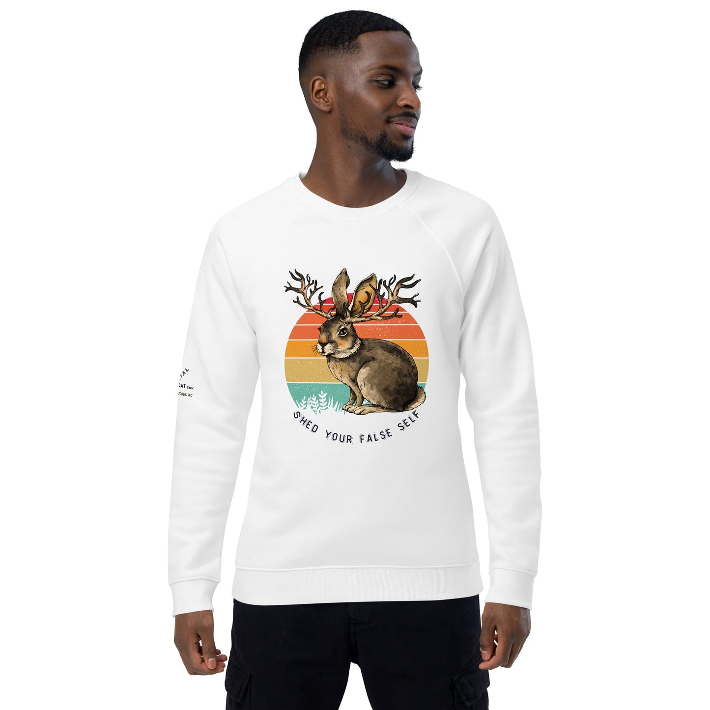 Shed False Self Plush Organic Sweatshirt - My Social Cat Bonafide Boutique LLCShed False Self Plush Organic SweatshirtSweatshirtMy Social Cat Bonafide Boutique LLCWhiteXSantlersbunny