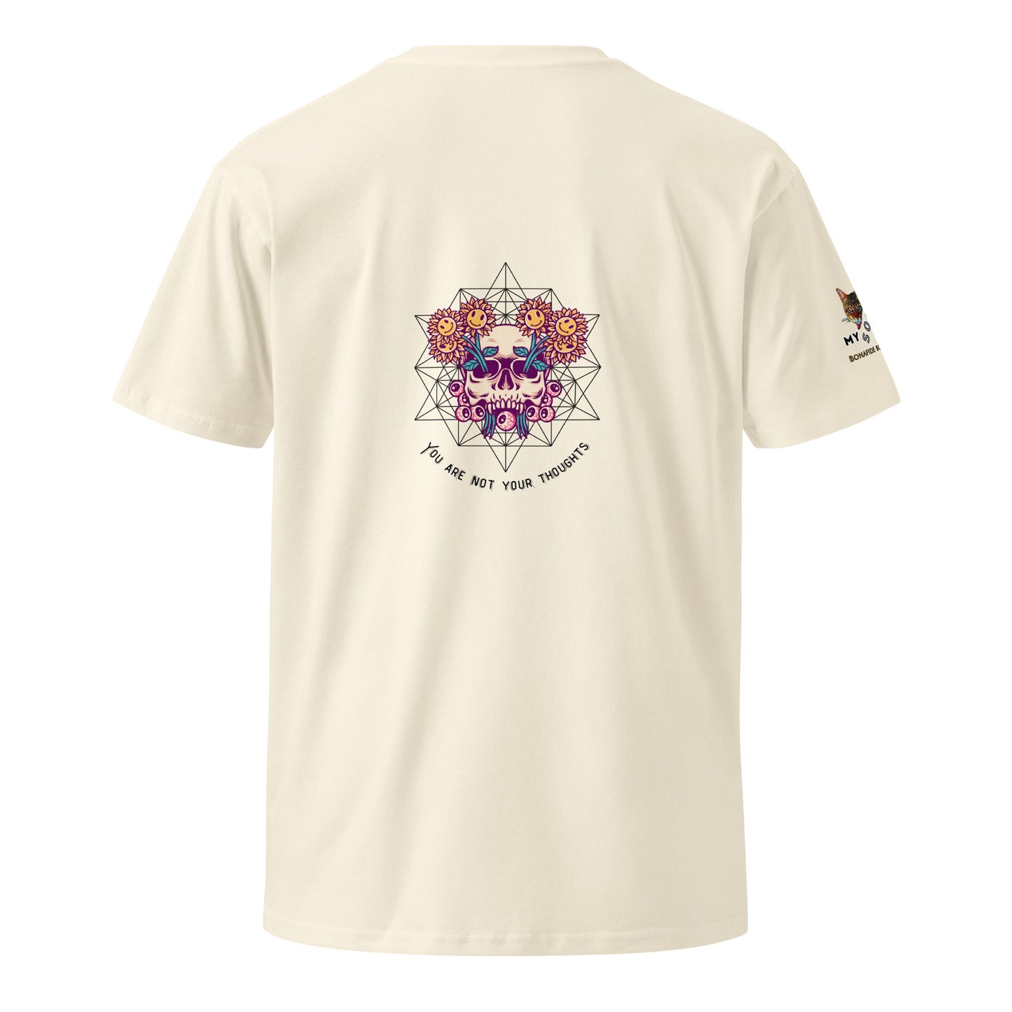 Skull Flowers Thoughts Unisex Premium Tee - My Social Cat Bonafide Boutique LLCSkull Flowers Thoughts Unisex Premium TeeT-shirtMy Social Cat Bonafide Boutique LLCNaturalSarecotton