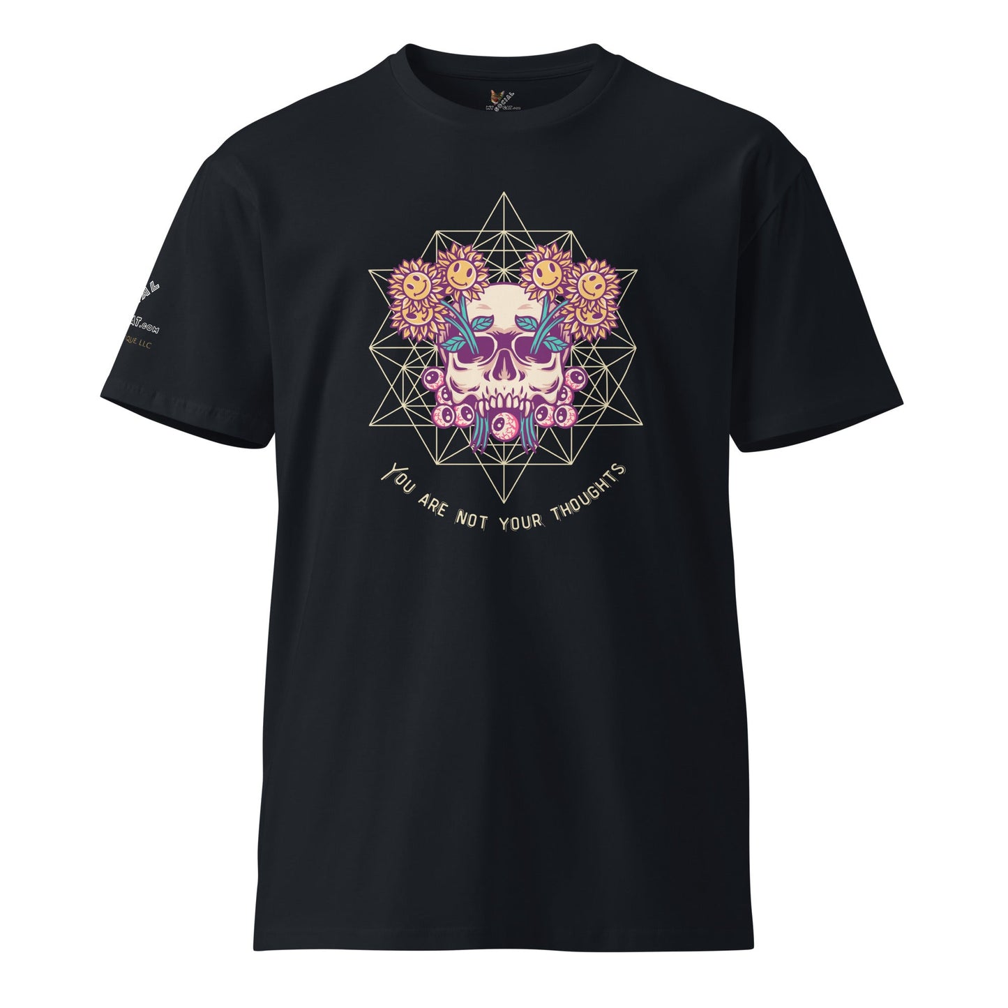 Skull Flowers Thoughts Unisex Premium Tee - My Social Cat Bonafide Boutique LLCSkull Flowers Thoughts Unisex Premium TeeT-shirtMy Social Cat Bonafide Boutique LLCNavySarecotton