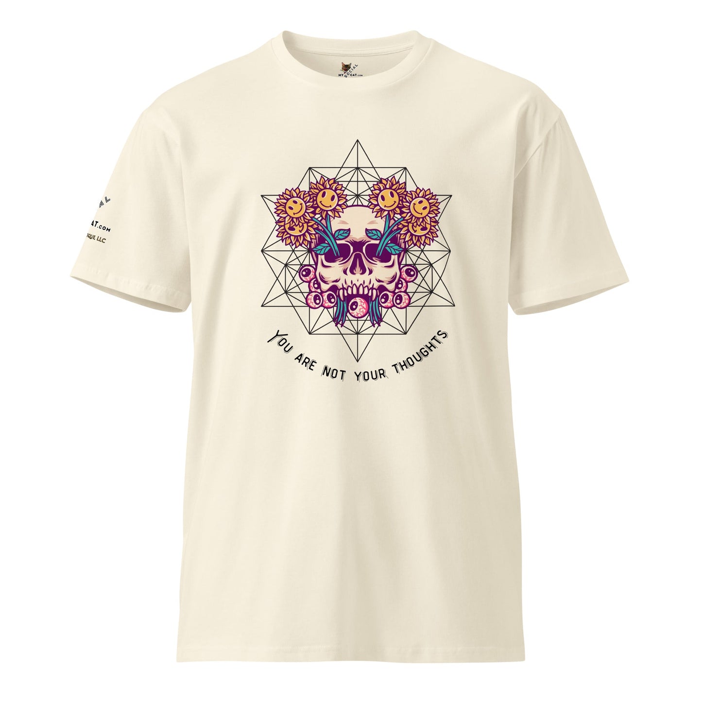 Skull Flowers Thoughts Unisex Premium Tee - My Social Cat Bonafide Boutique LLCSkull Flowers Thoughts Unisex Premium TeeT-shirtMy Social Cat Bonafide Boutique LLCNaturalSarecotton