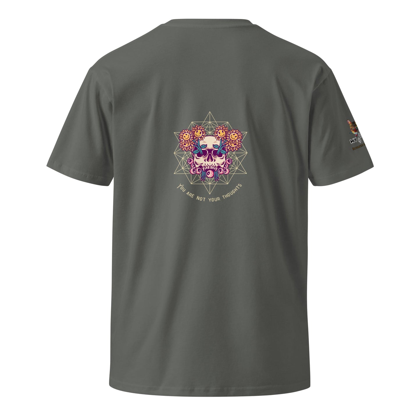 Skull Flowers Thoughts Unisex Premium Tee - My Social Cat Bonafide Boutique LLCSkull Flowers Thoughts Unisex Premium TeeT-shirtMy Social Cat Bonafide Boutique LLCCharcoalSarecotton