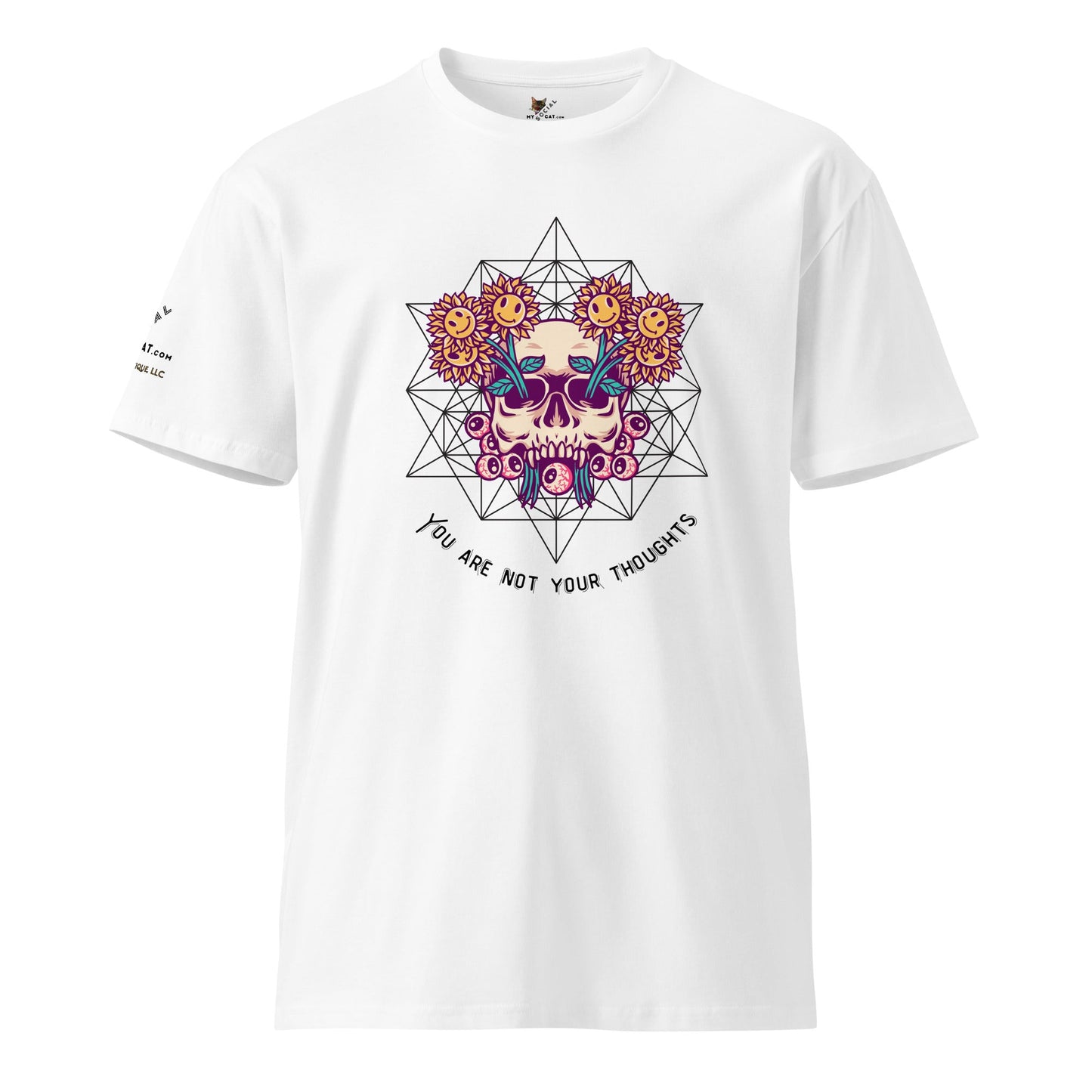 Skull Flowers Thoughts Unisex Premium Tee - My Social Cat Bonafide Boutique LLCSkull Flowers Thoughts Unisex Premium TeeT-shirtMy Social Cat Bonafide Boutique LLCWhiteSarecotton