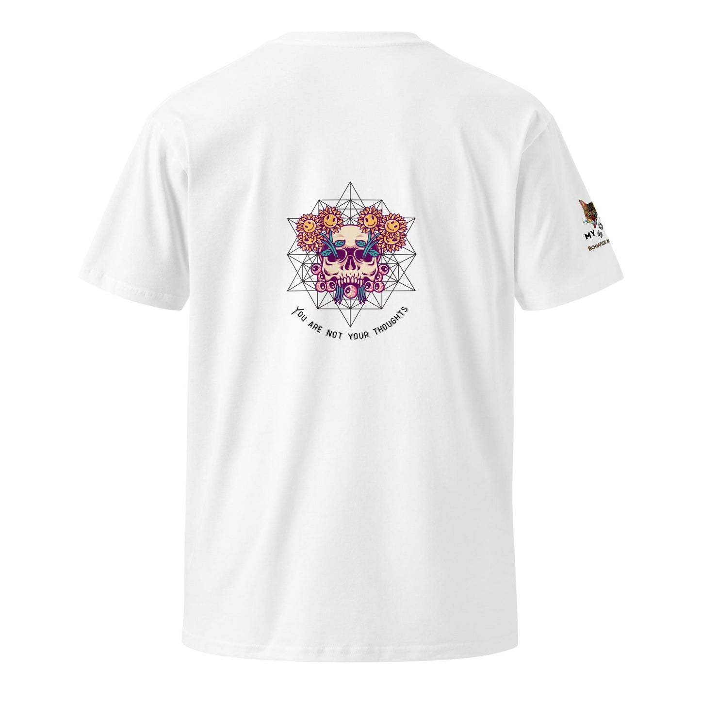 Skull Flowers Thoughts Unisex Premium Tee - My Social Cat Bonafide Boutique LLCSkull Flowers Thoughts Unisex Premium TeeT-shirtMy Social Cat Bonafide Boutique LLCWhiteSarecotton