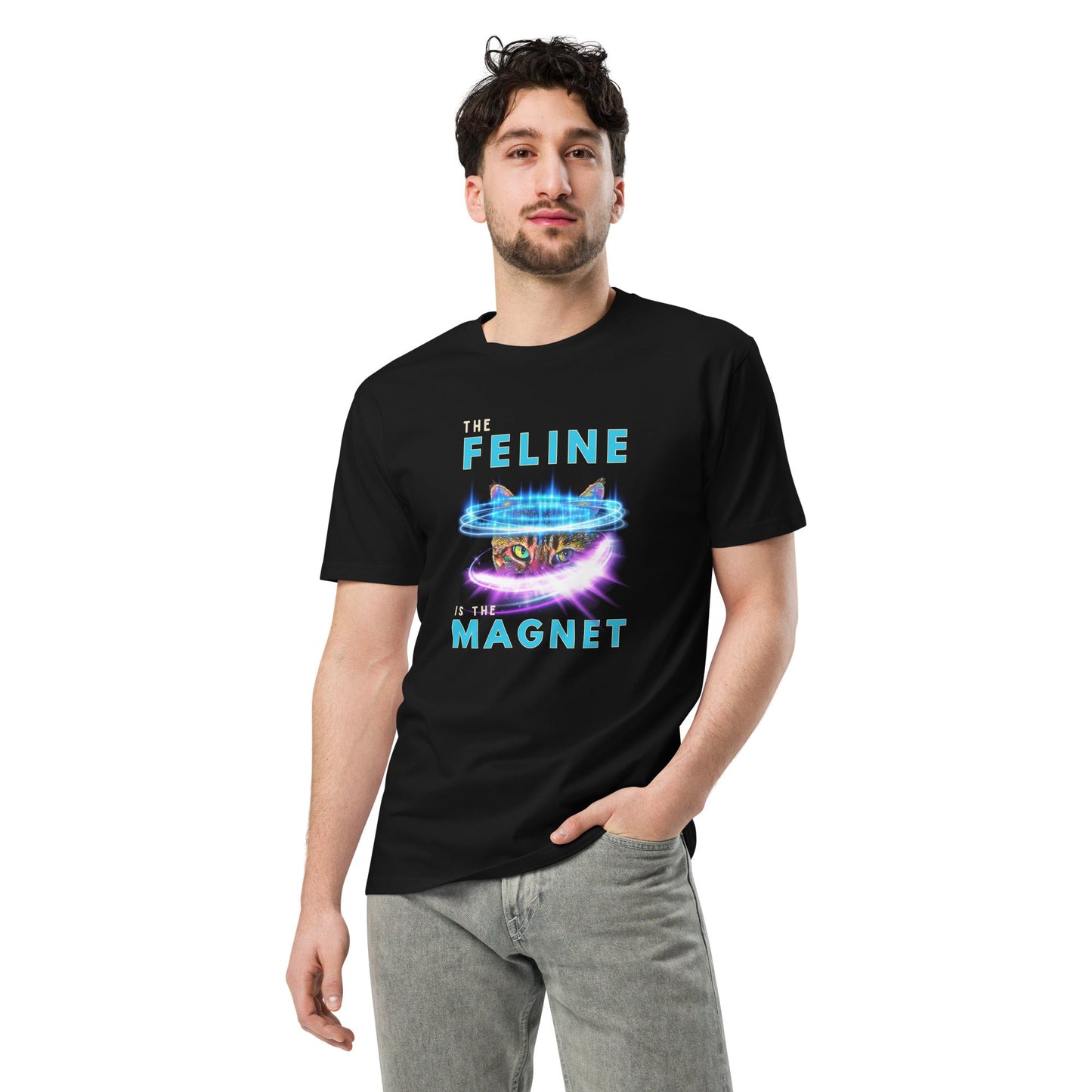 The Feline is the Magnet Unisex Premium Tee - My Social Cat Bonafide Boutique LLCThe Feline is the Magnet Unisex Premium TeeT-shirtMy Social Cat Bonafide Boutique LLCBlackMfeelingfeline