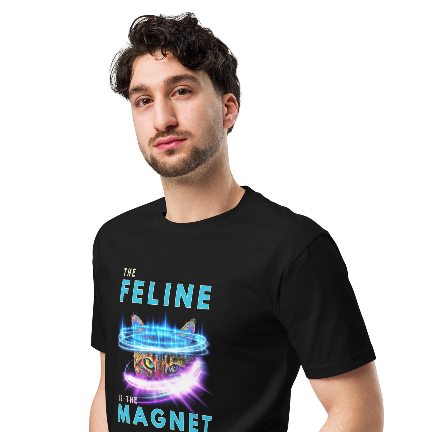 The Feline is the Magnet Unisex Premium Tee - My Social Cat Bonafide Boutique LLCThe Feline is the Magnet Unisex Premium TeeT-shirtMy Social Cat Bonafide Boutique LLCBlackMfeelingfeline
