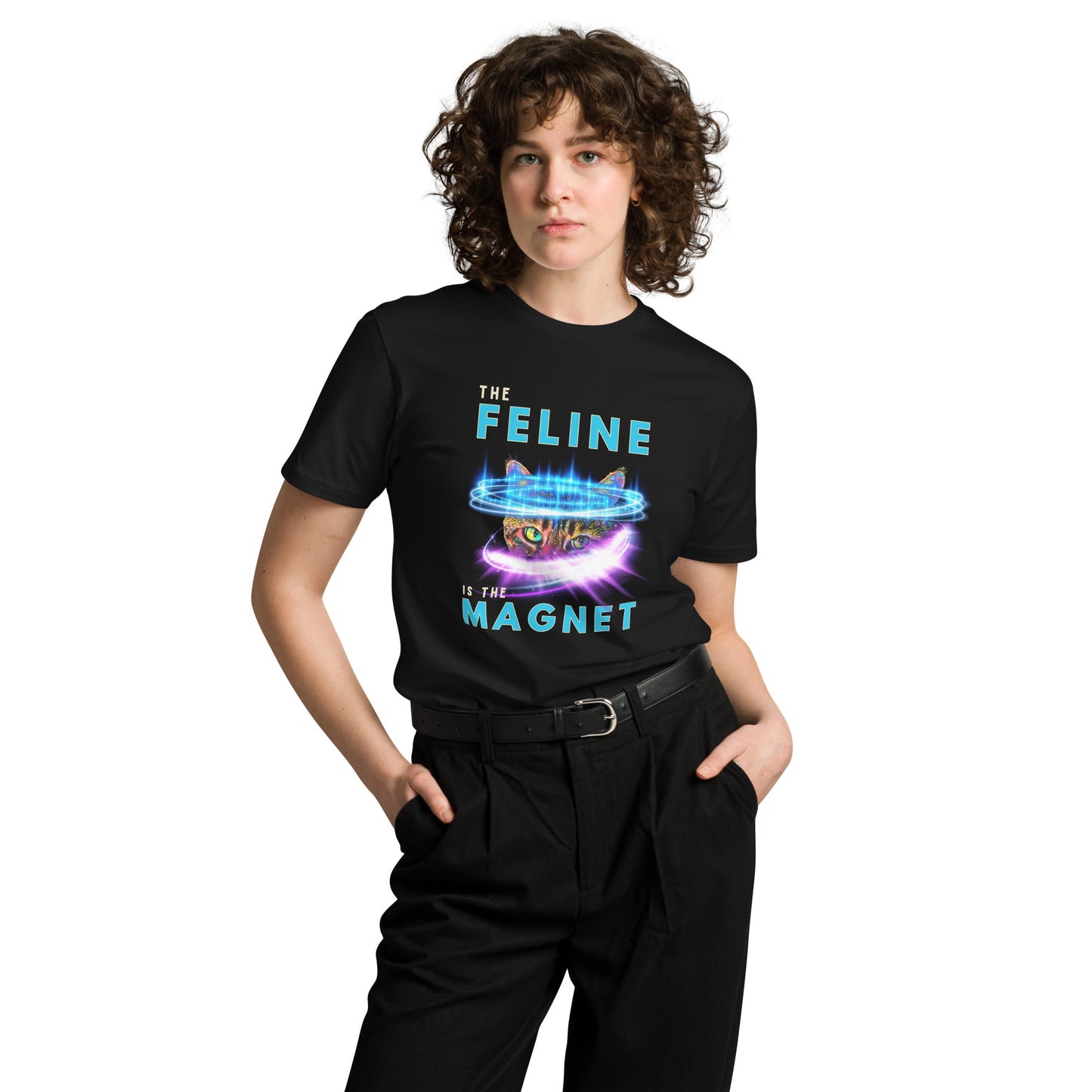 The Feline is the Magnet Unisex Premium Tee - My Social Cat Bonafide Boutique LLCThe Feline is the Magnet Unisex Premium TeeT-shirtMy Social Cat Bonafide Boutique LLCBlackMfeelingfeline