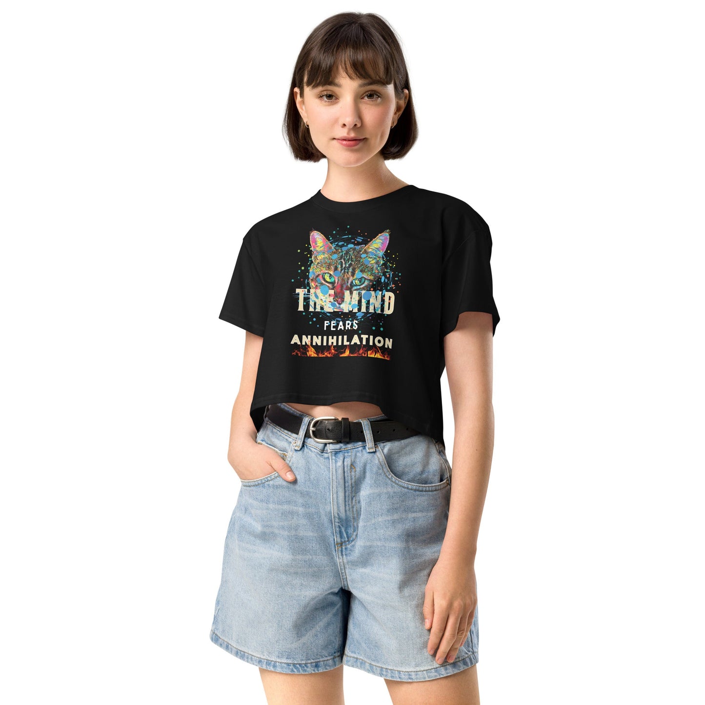 The Mind Fears Annihilation Women’s crop top - My Social Cat Bonafide Boutique LLCThe Mind Fears Annihilation Women’s crop topcrop topMy Social Cat Bonafide Boutique LLCBlackXSannihilationcat