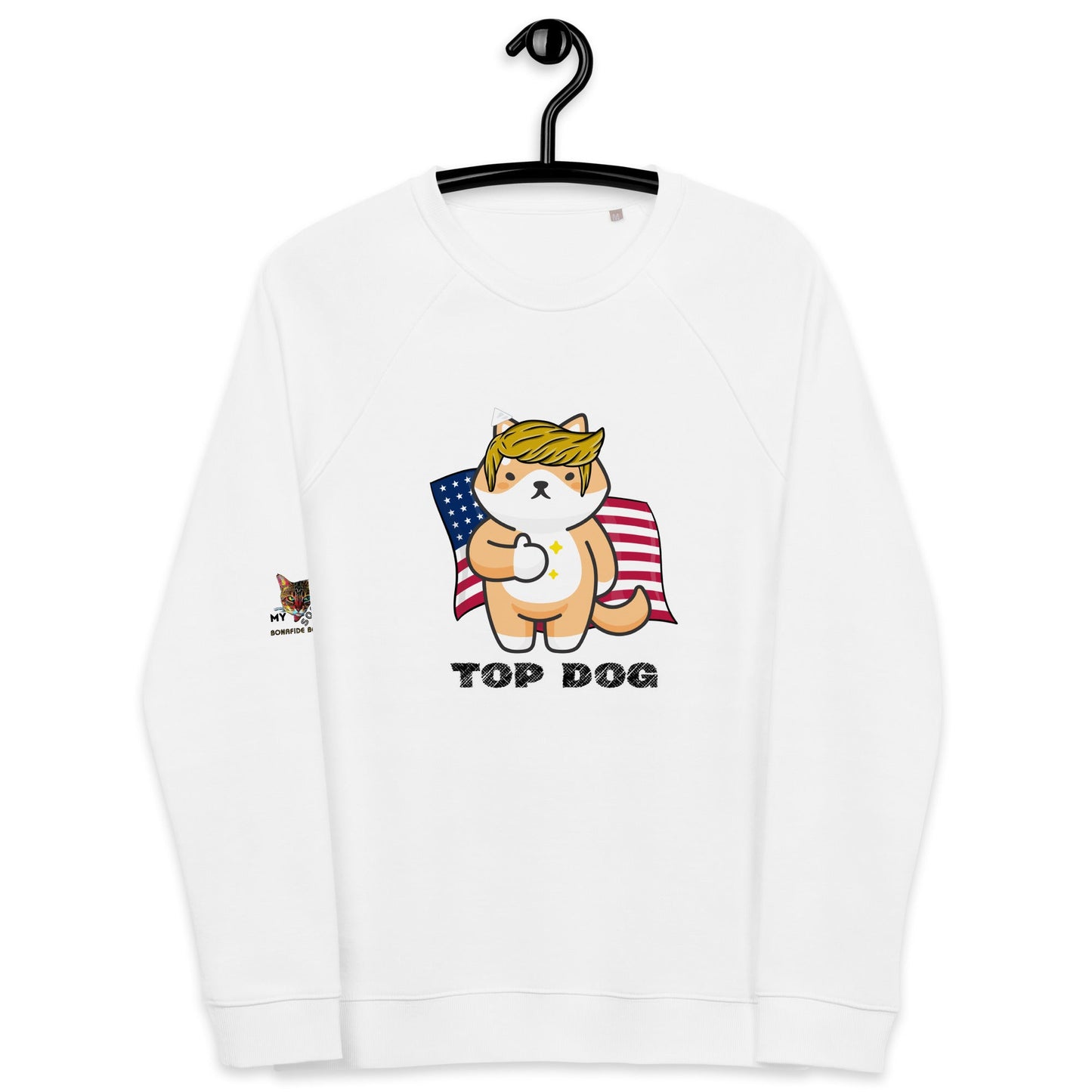 Top Dog Unisex Organic Plush Sweatshirt - My Social Cat Bonafide Boutique LLCTop Dog Unisex Organic Plush SweatshirtSweatshirtMy Social Cat Bonafide Boutique LLCWhiteXSdogsweatshirt