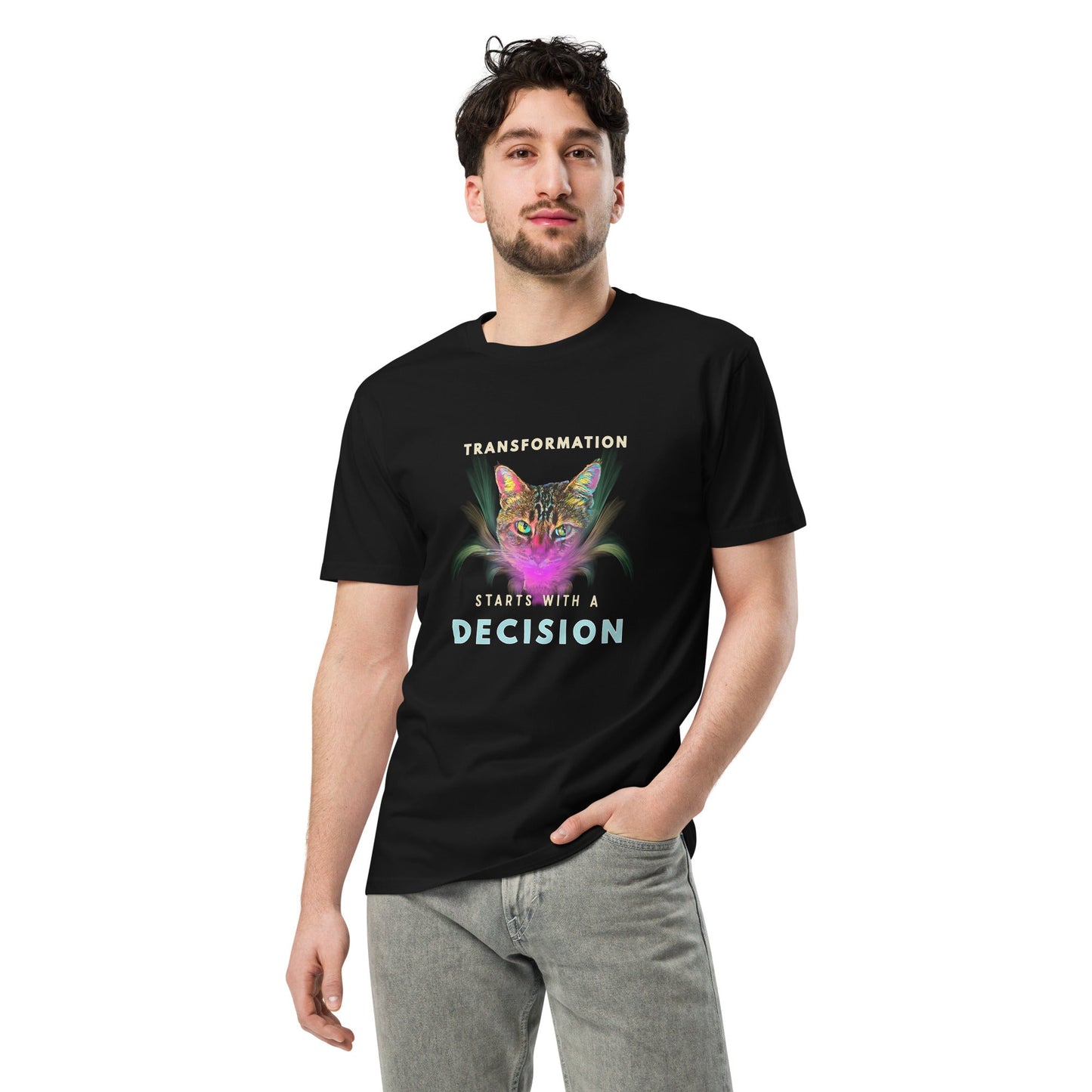 Transformation Starts with a Decision Unisex Premium Tee - My Social Cat Bonafide Boutique LLCTransformation Starts with a Decision Unisex Premium TeeT-shirtMy Social Cat Bonafide Boutique LLCSdecisionshirt